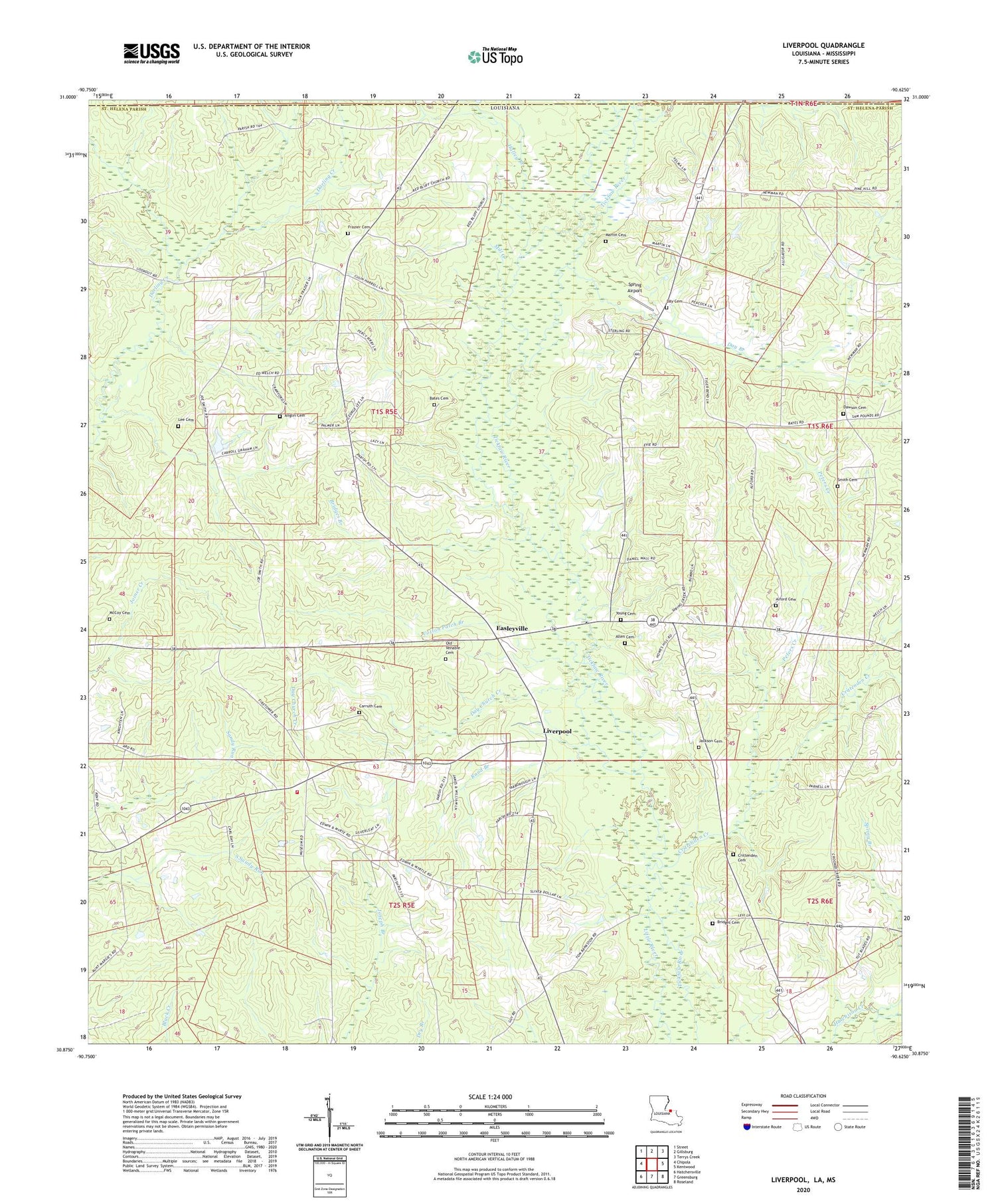 Liverpool Louisiana US Topo Map Image