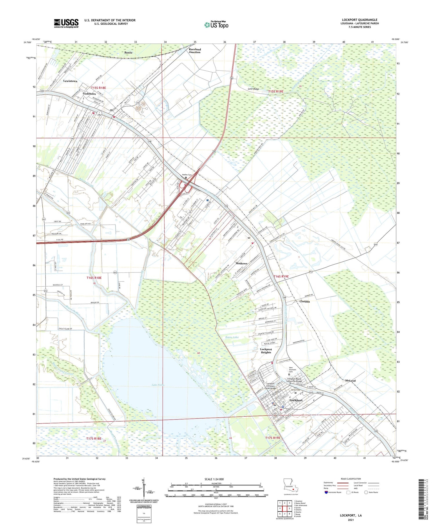 Lockport Louisiana US Topo Map Image