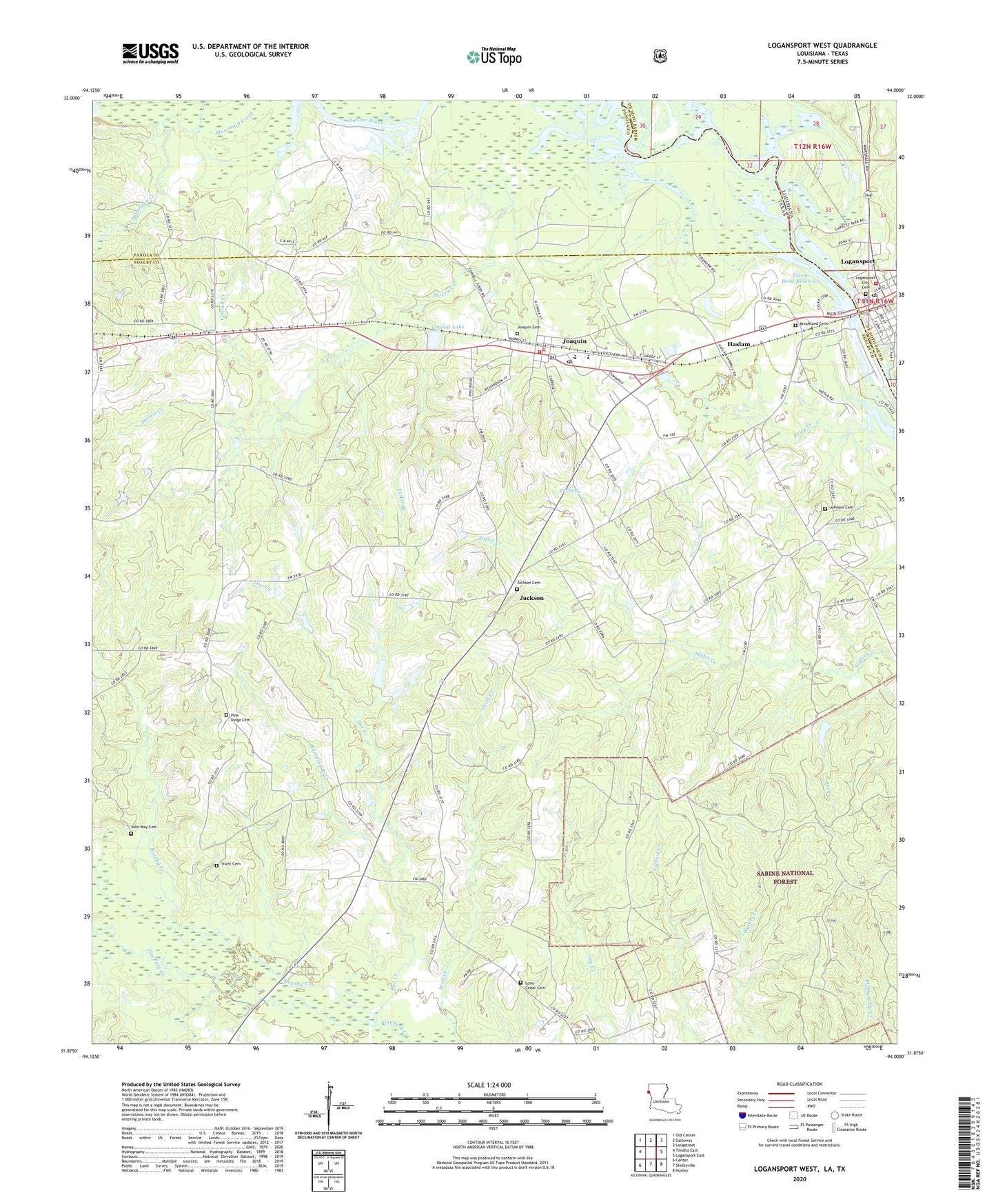 Logansport West Louisiana US Topo Map Image