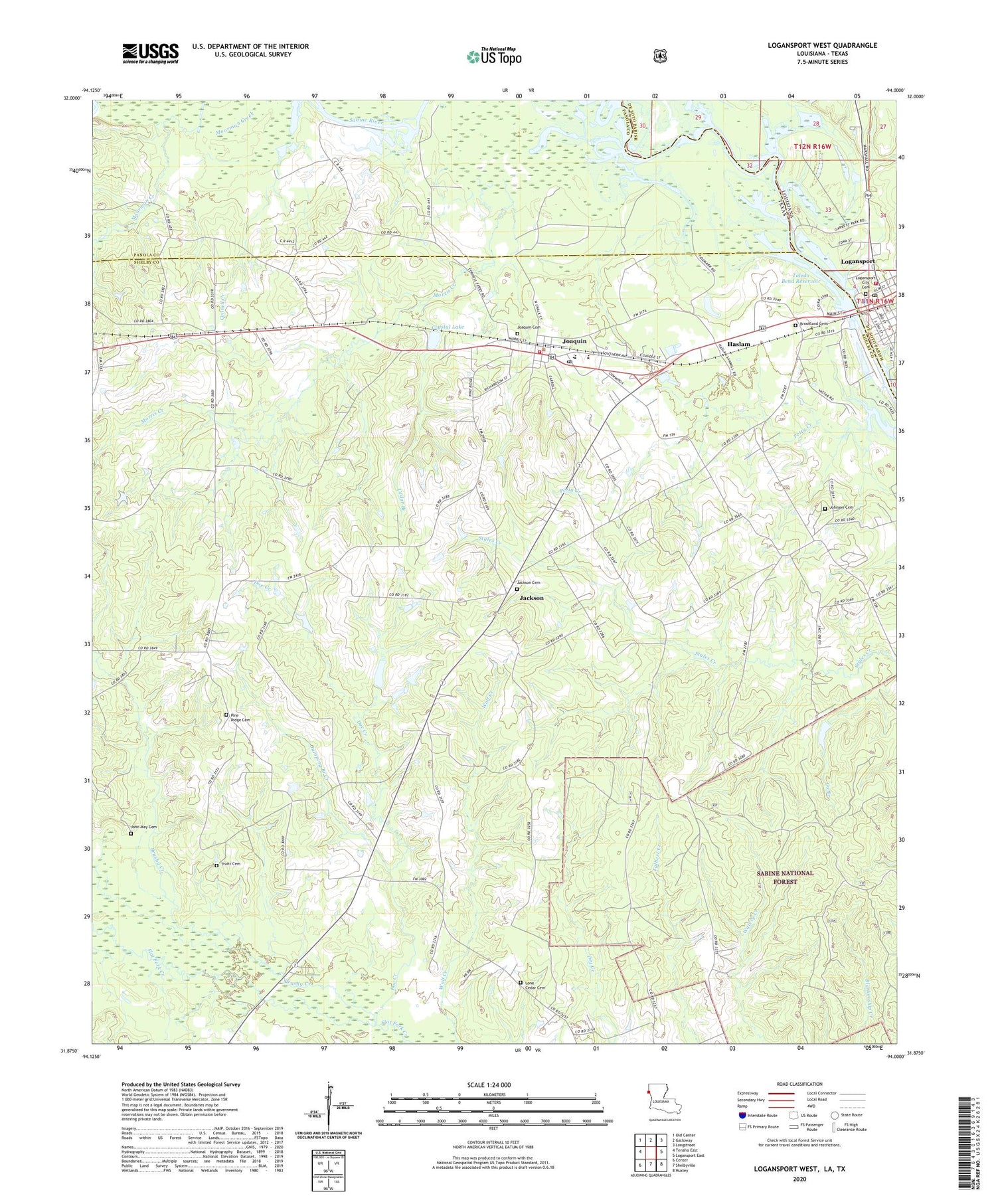 Logansport West Louisiana US Topo Map Image