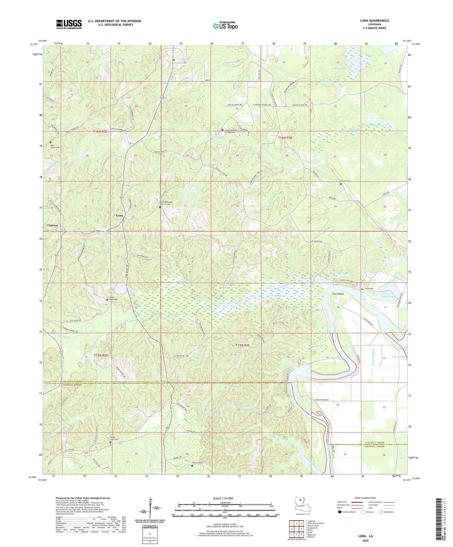 Luna Louisiana US Topo Map Image