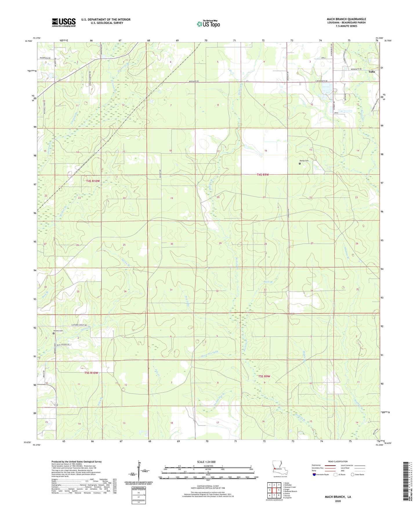 Mach Branch Louisiana US Topo Map Image