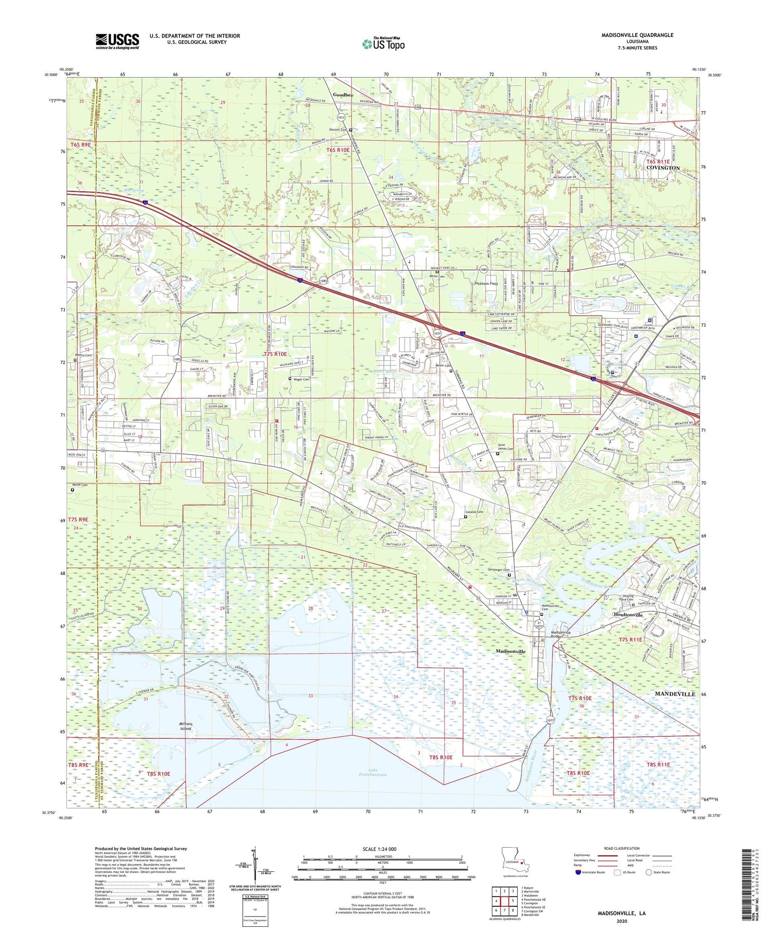 Madisonville Louisiana US Topo Map Image