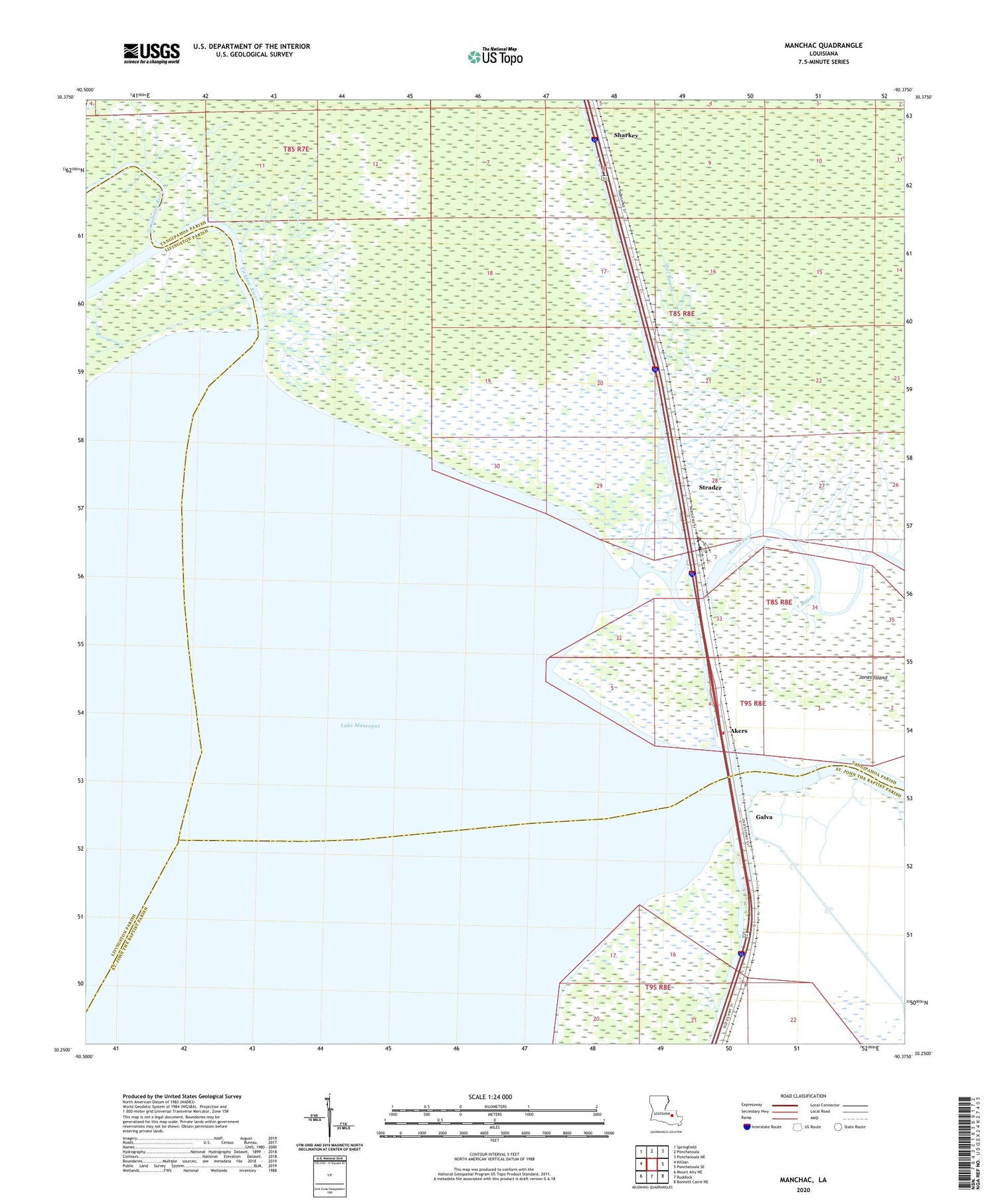Manchac Louisiana US Topo Map Image