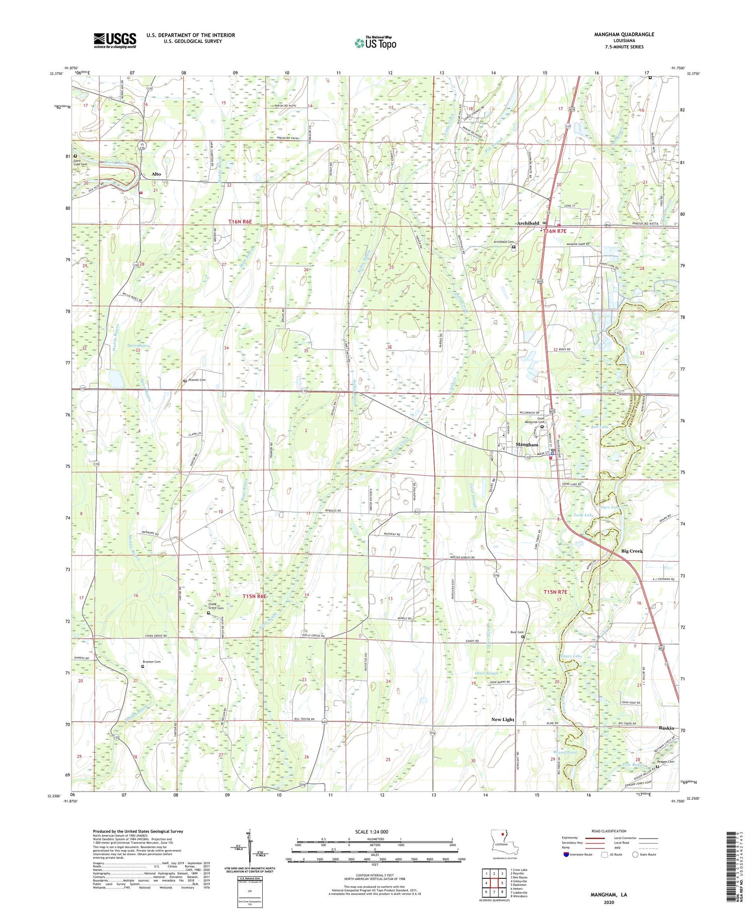 Mangham Louisiana US Topo Map Image