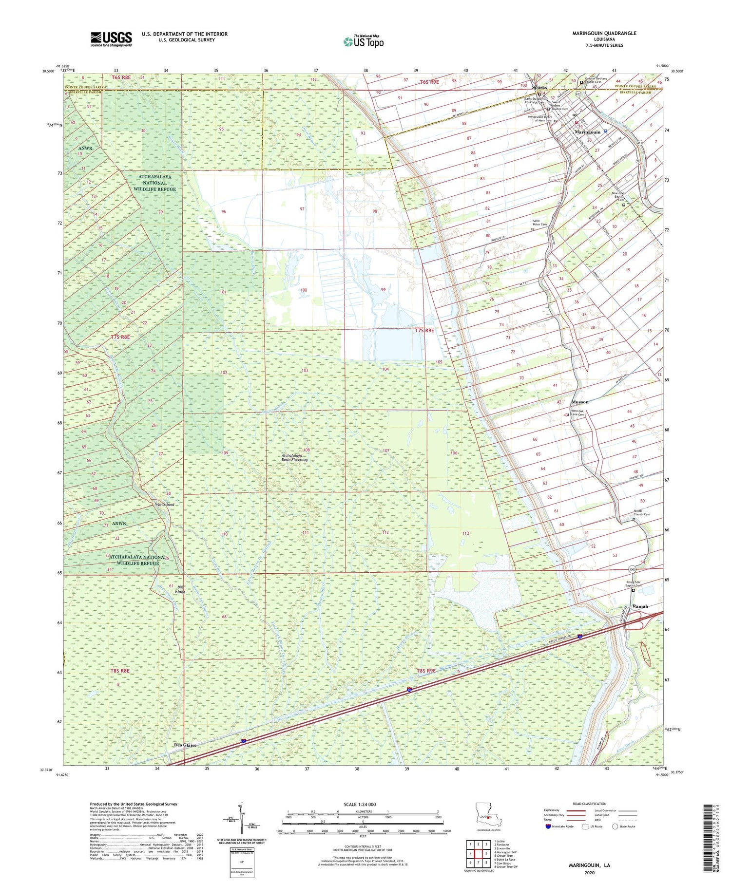 Maringouin Louisiana US Topo Map Image