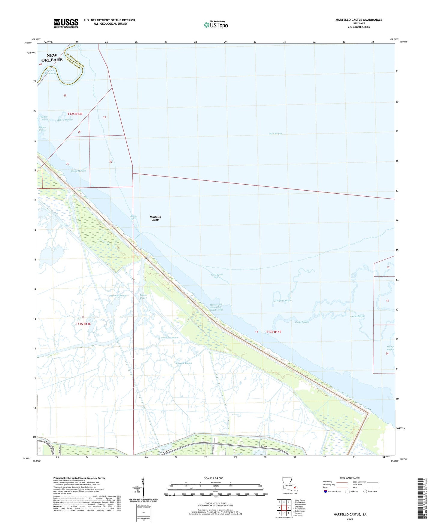 Martello Castle Louisiana US Topo Map Image