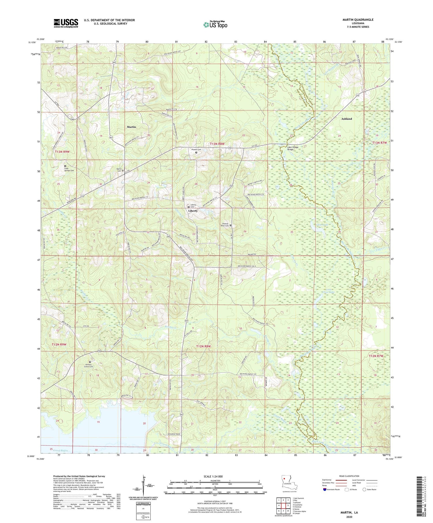 Martin Louisiana US Topo Map Image