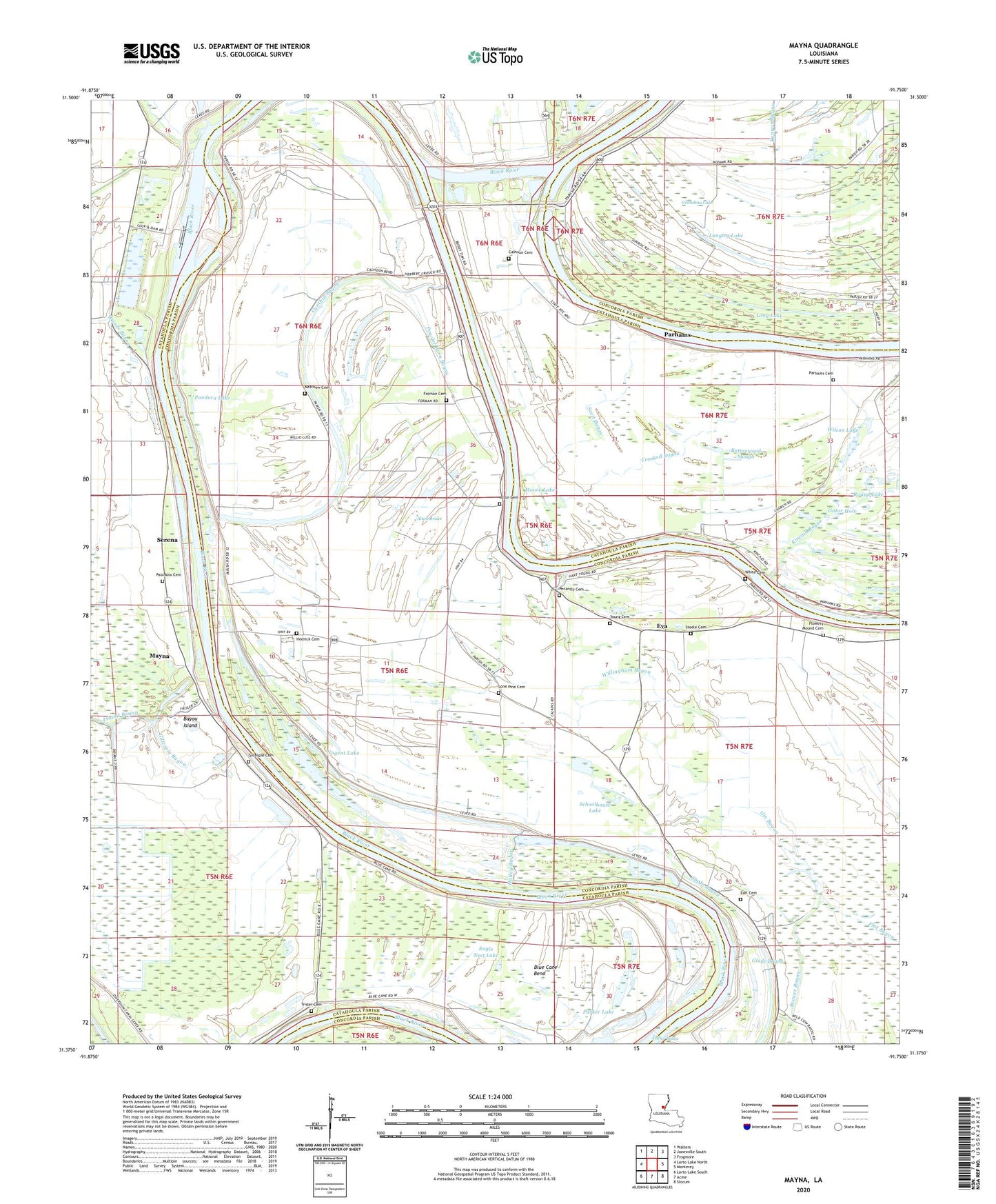 Mayna Louisiana US Topo Map Image