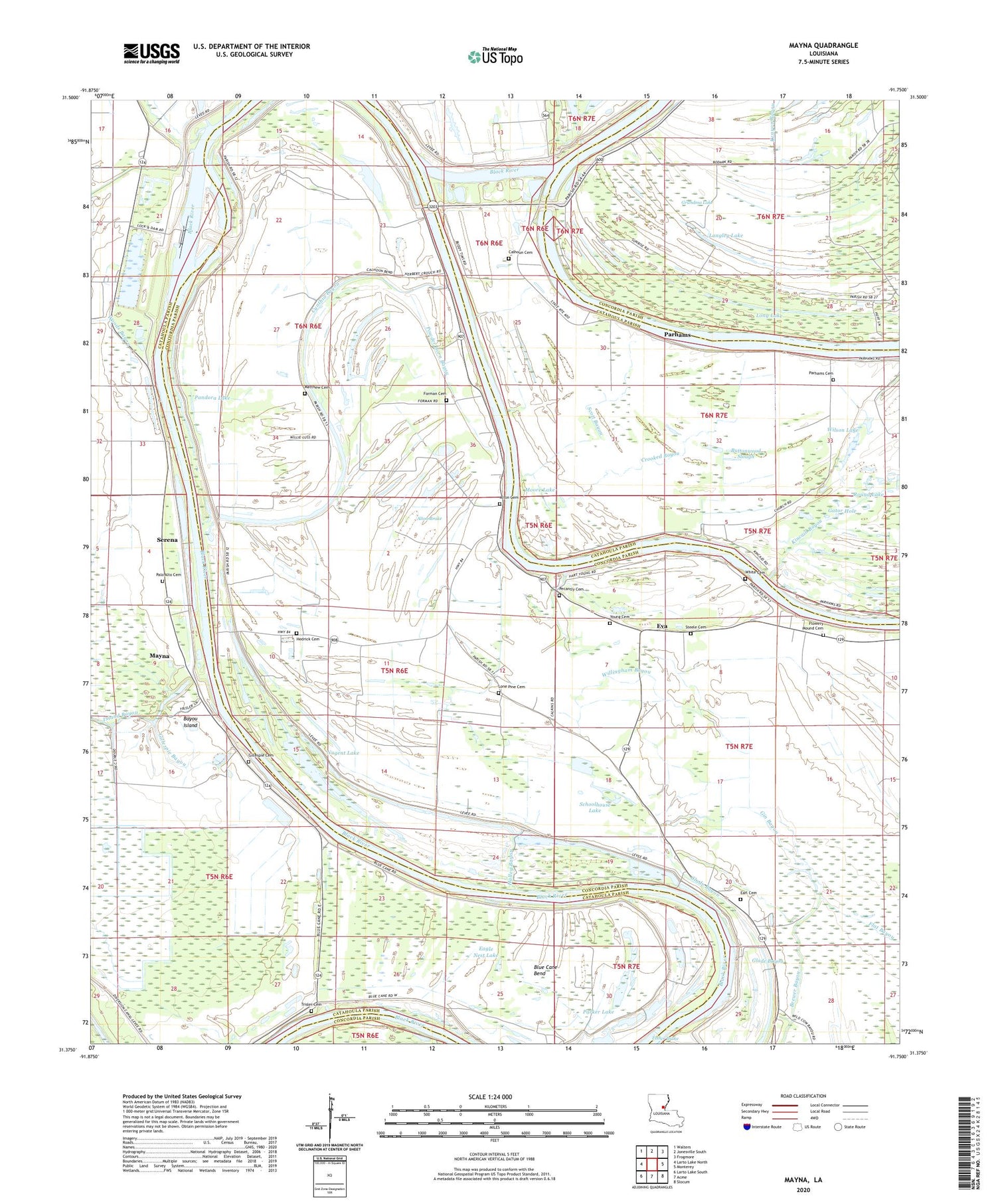 Mayna Louisiana US Topo Map Image