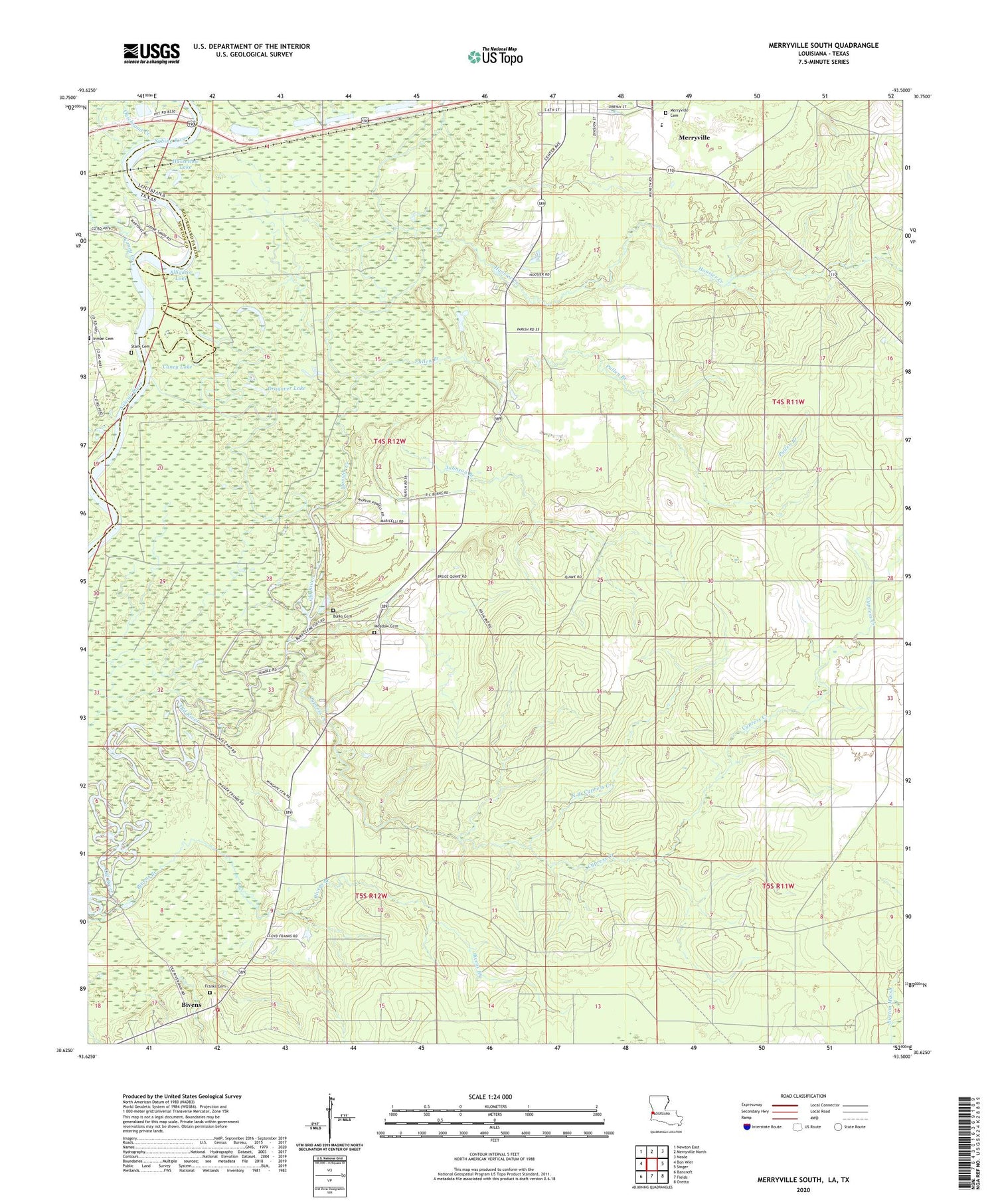 Merryville South Louisiana US Topo Map Image