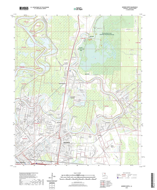 Monroe North Louisiana US Topo Map Image