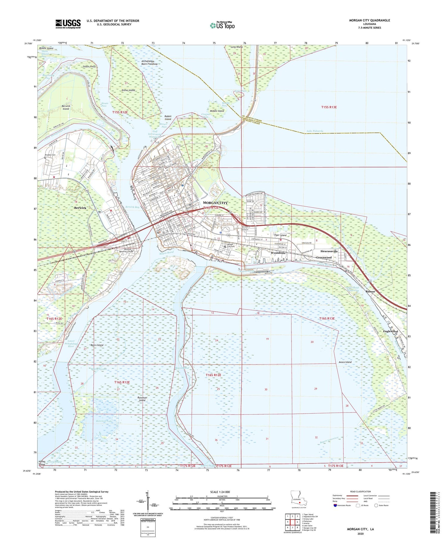 Morgan City Louisiana US Topo Map Image