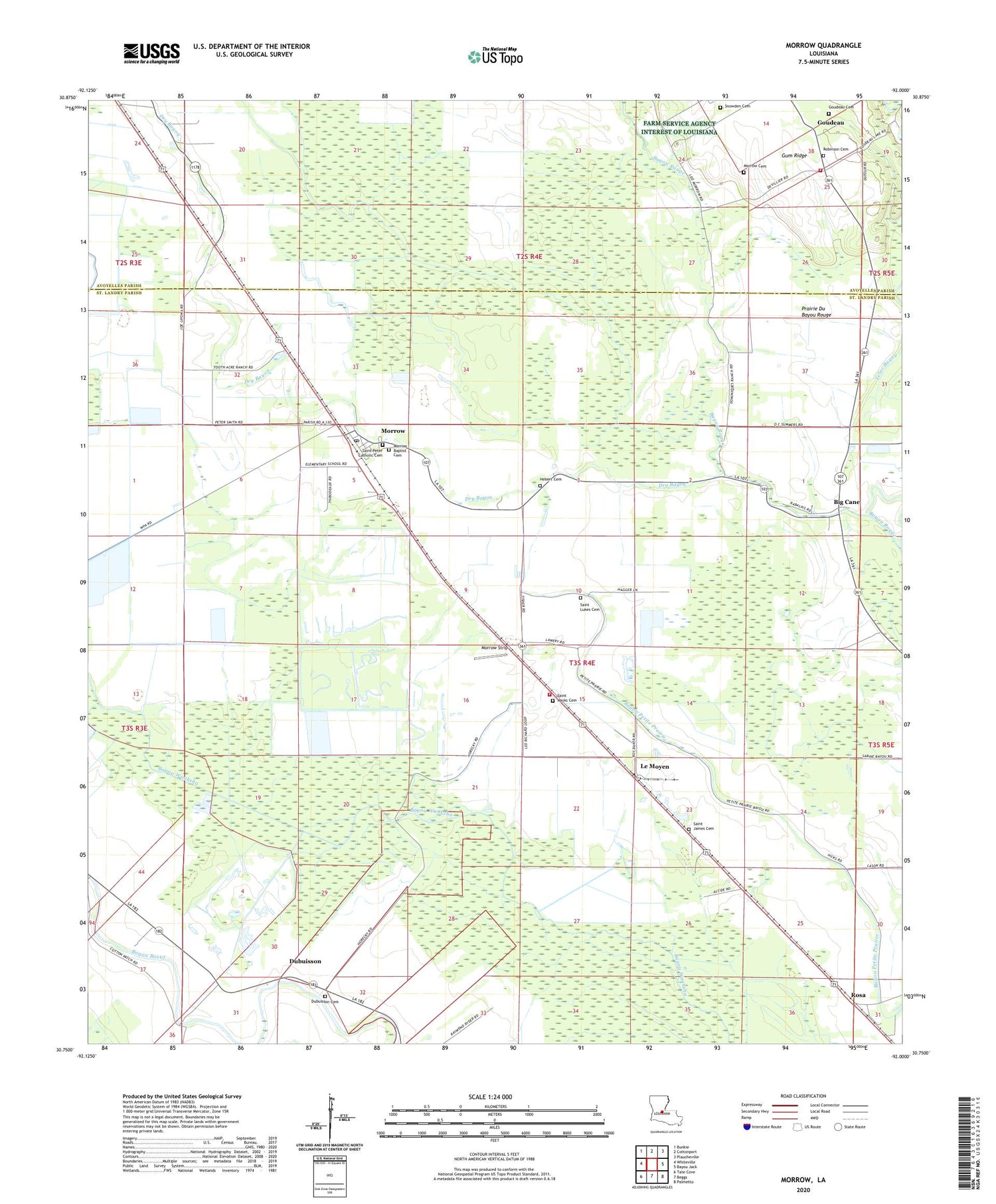 Morrow Louisiana US Topo Map Image