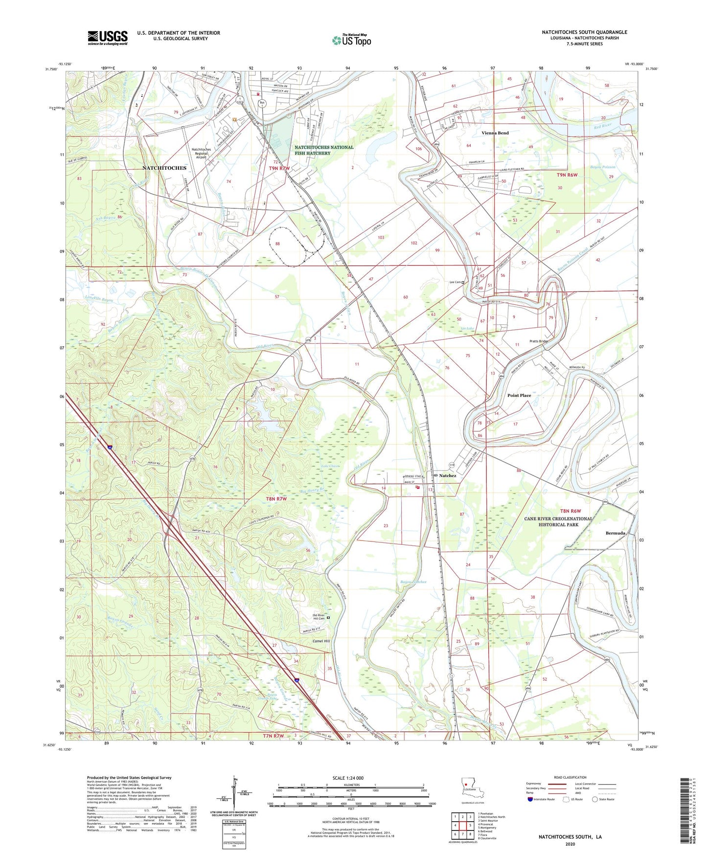 Natchitoches South Louisiana US Topo Map Image