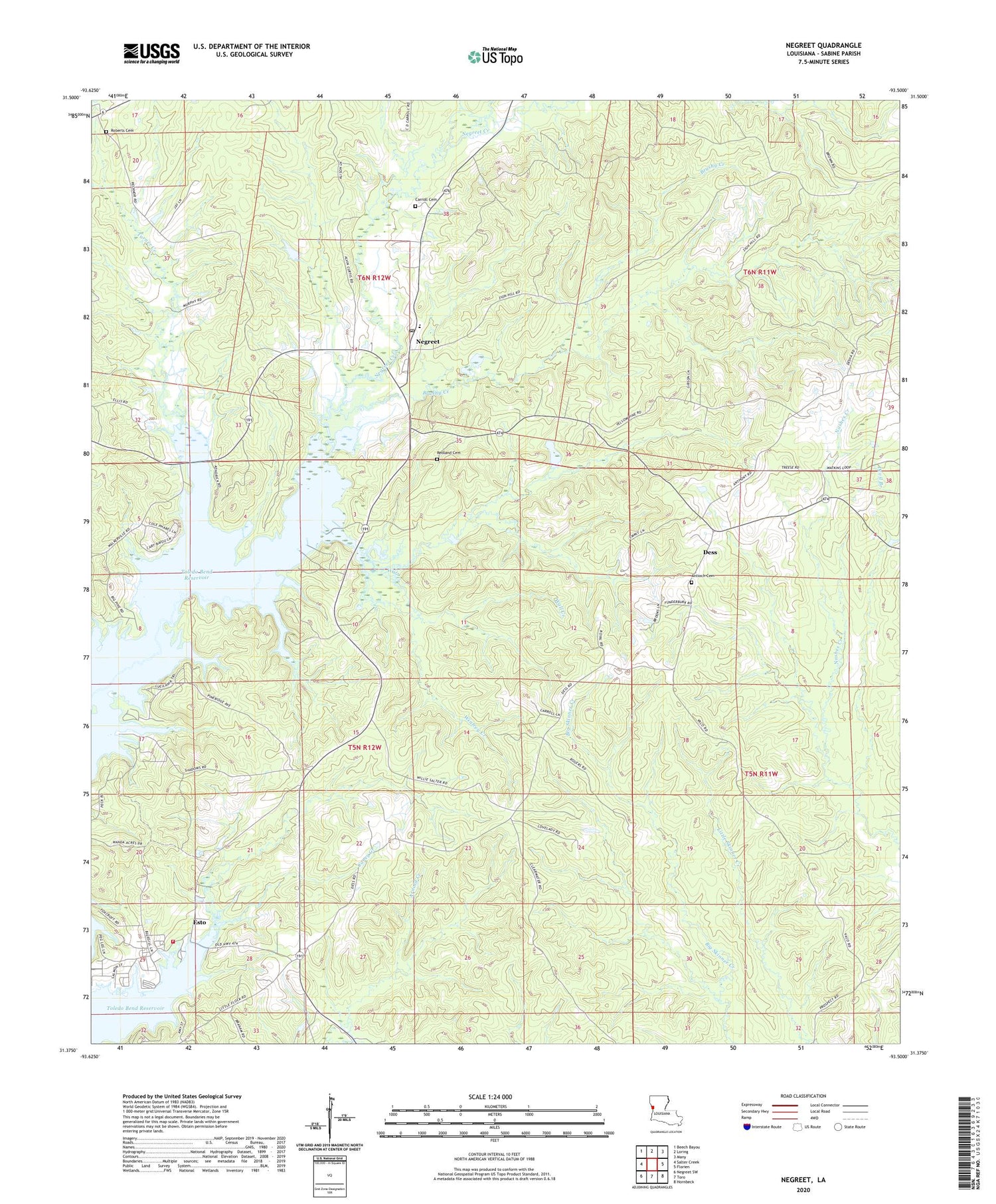 Negreet Louisiana US Topo Map Image