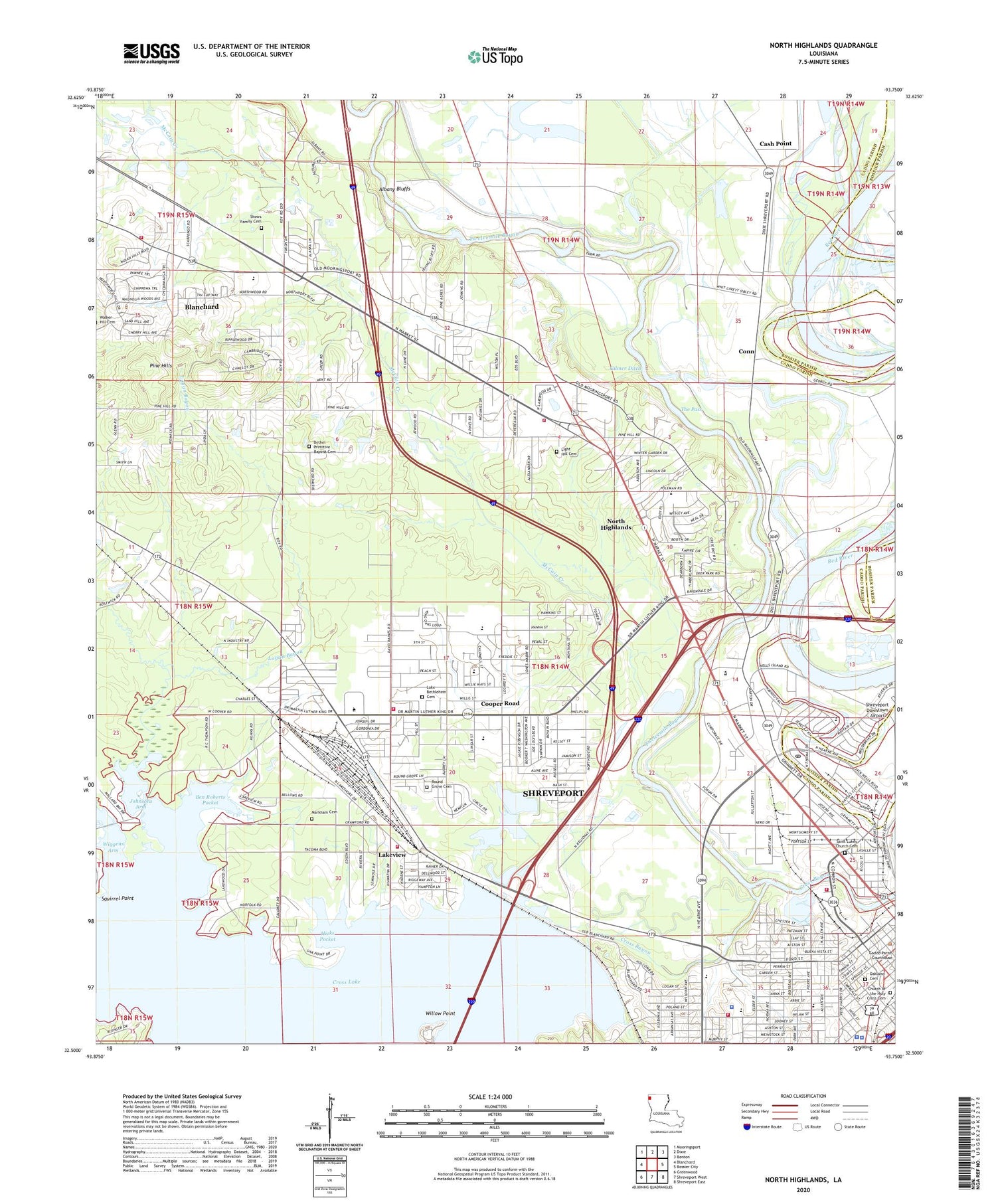 North Highlands Louisiana US Topo Map Image