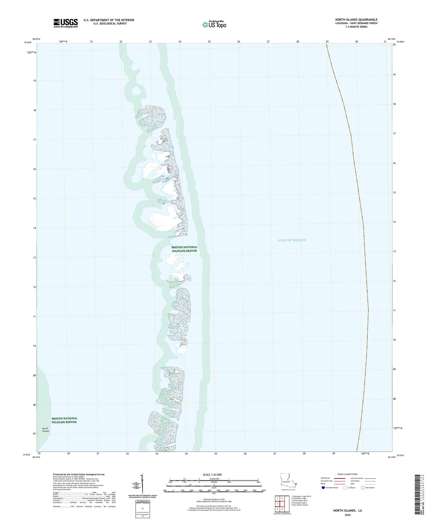 North Islands Louisiana US Topo Map Image