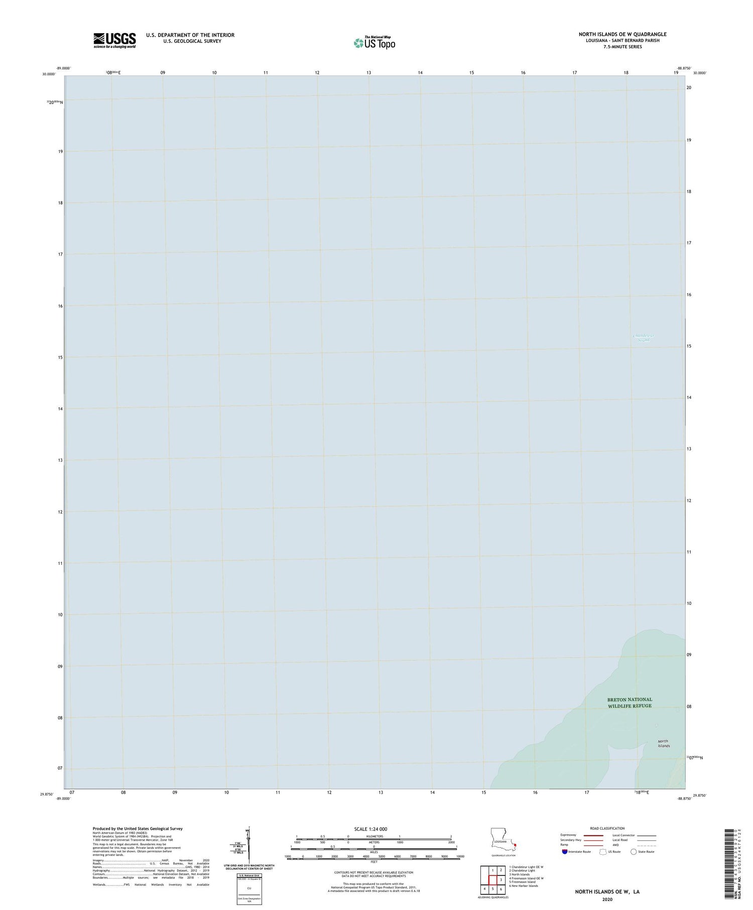 North Islands OE W Louisiana US Topo Map Image