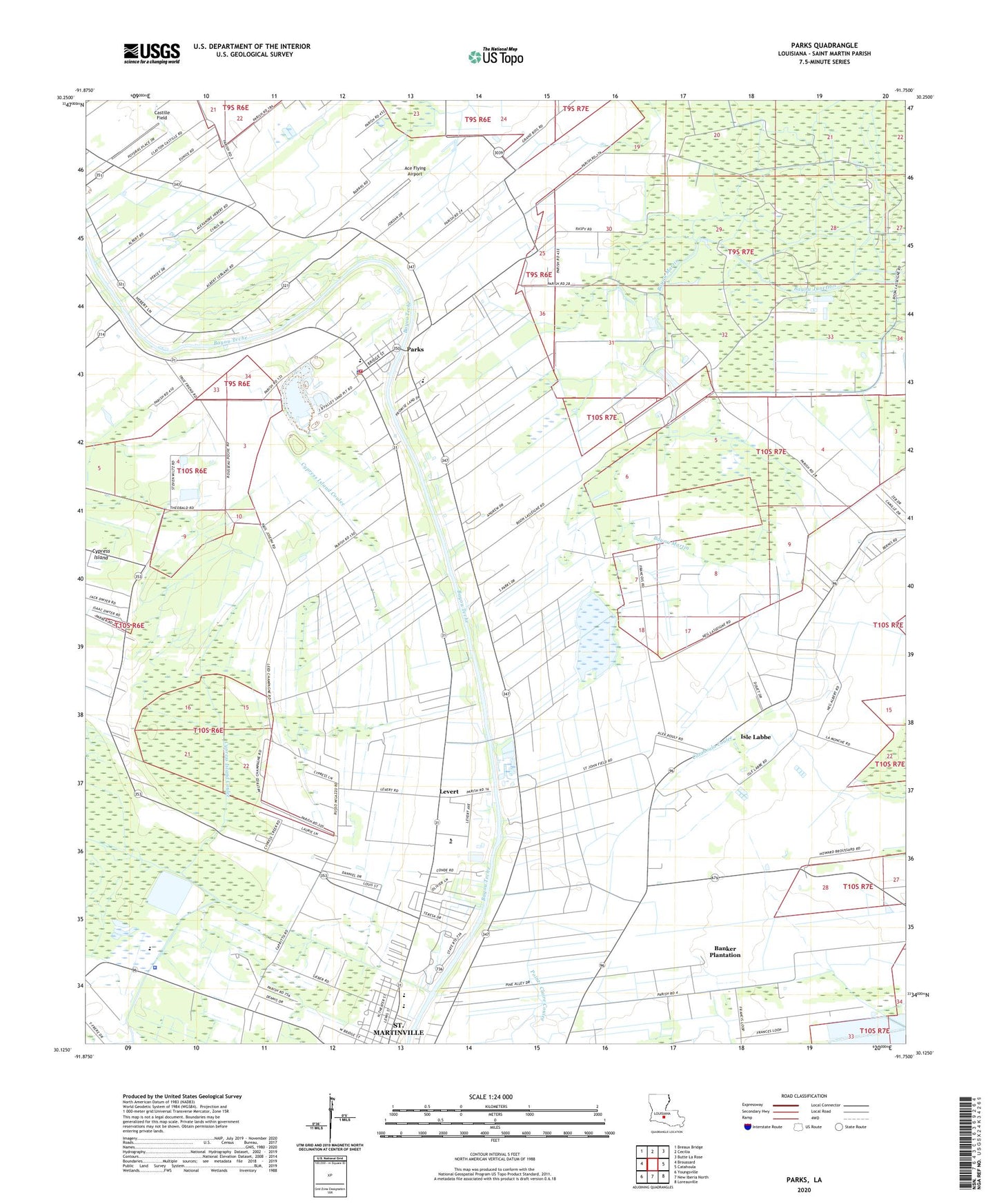 Parks Louisiana US Topo Map Image