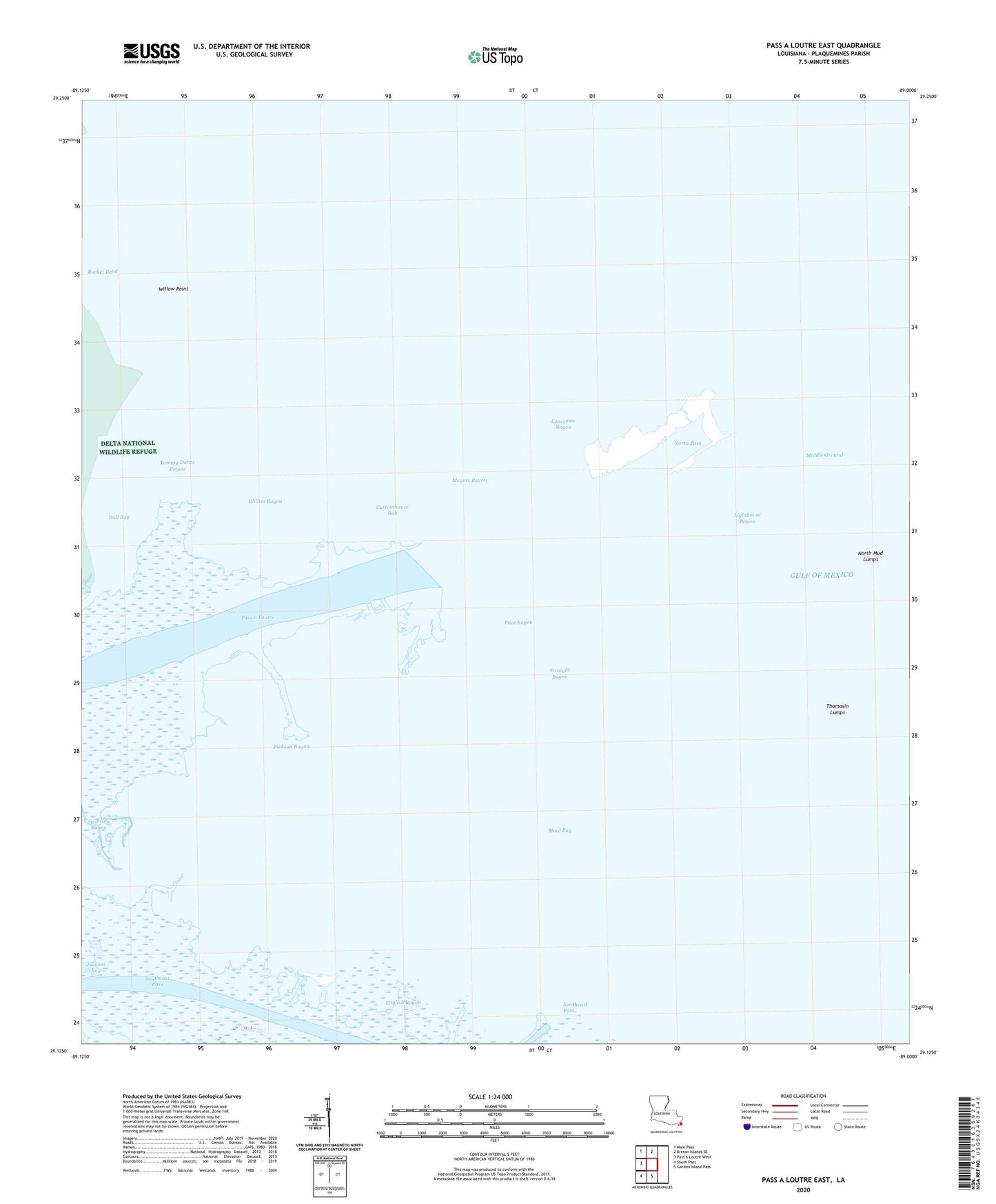 Pass a Loutre East Louisiana US Topo Map Image