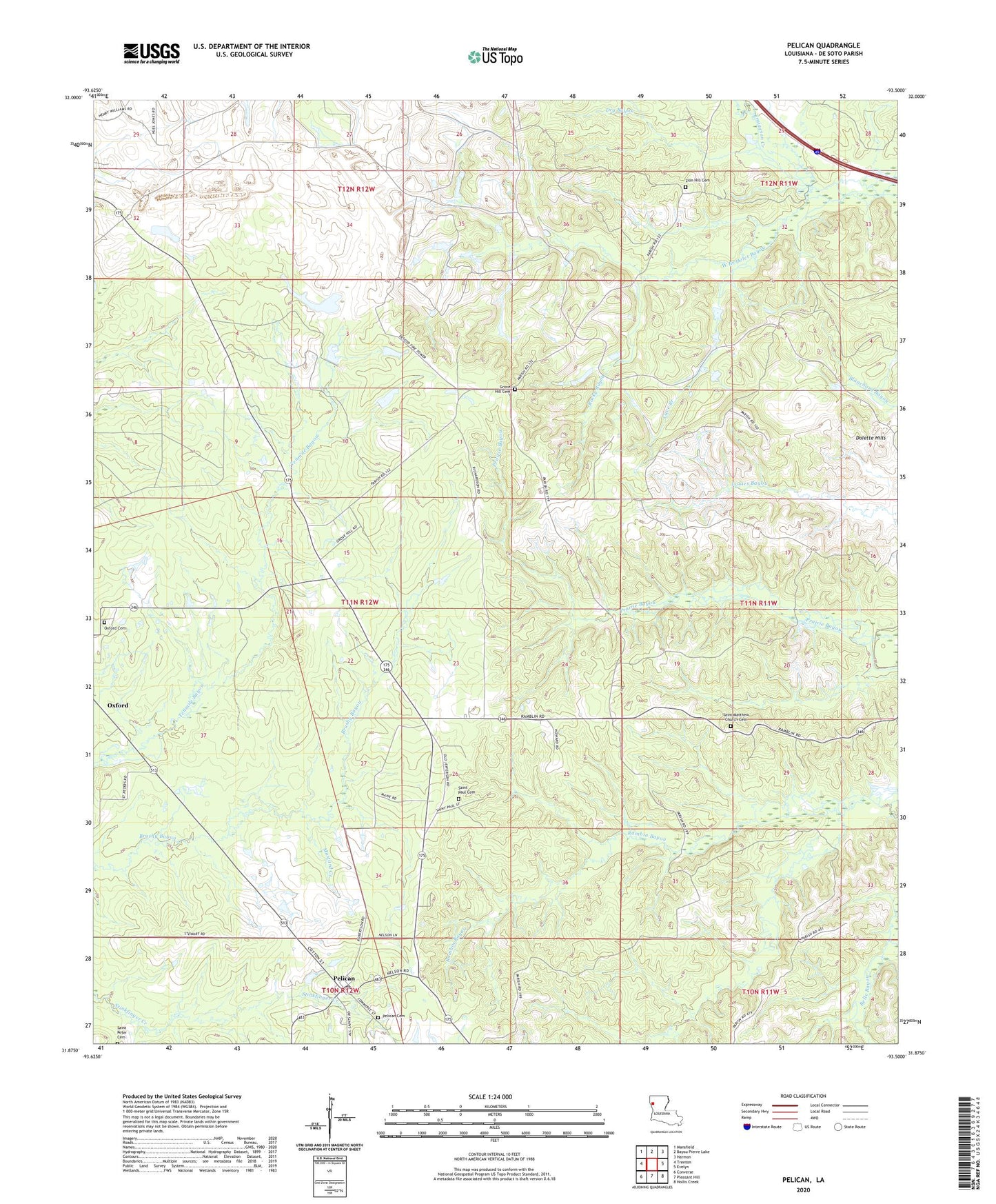 Pelican Louisiana US Topo Map Image