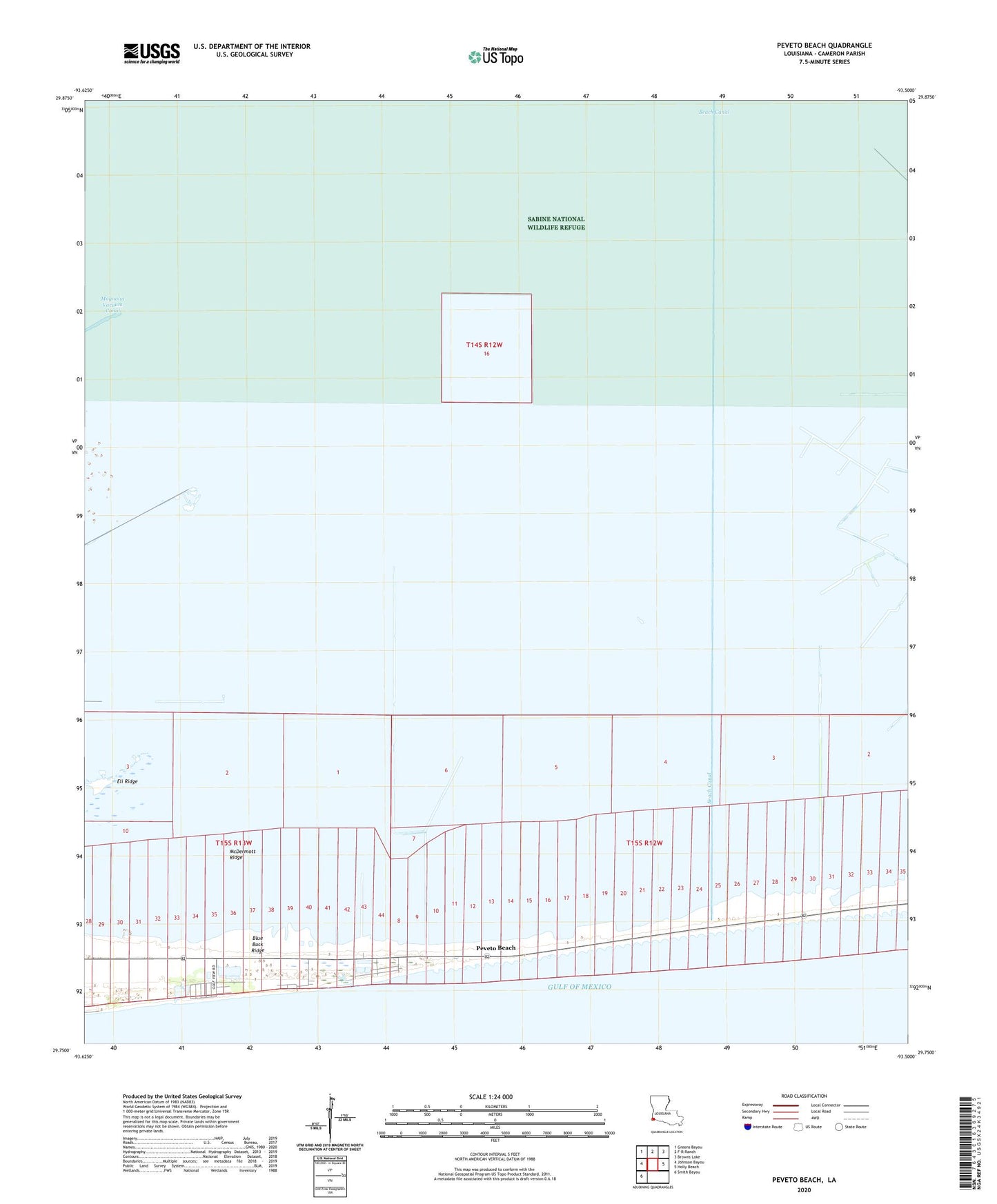 Peveto Beach Louisiana US Topo Map Image