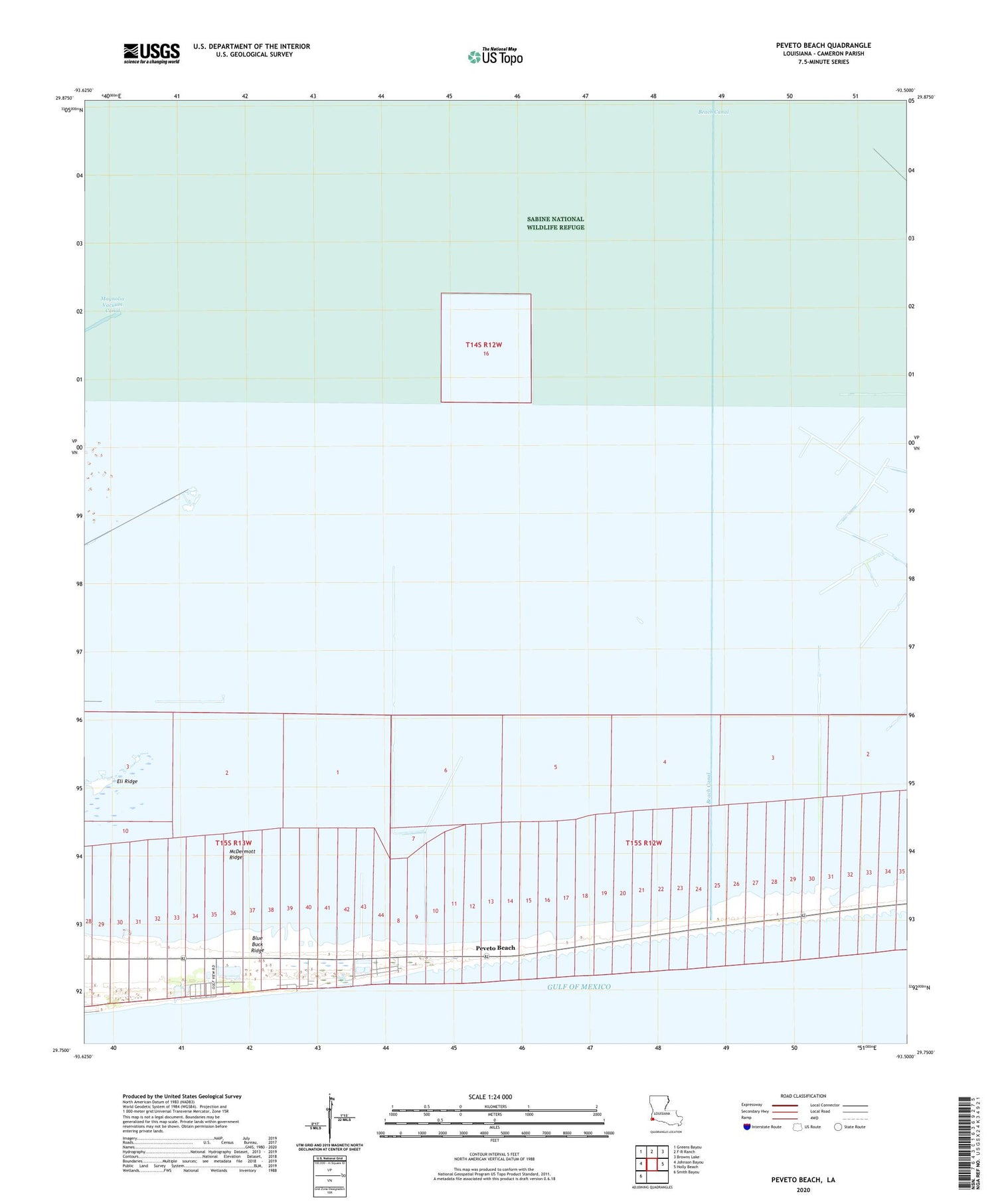Peveto Beach Louisiana US Topo Map Image