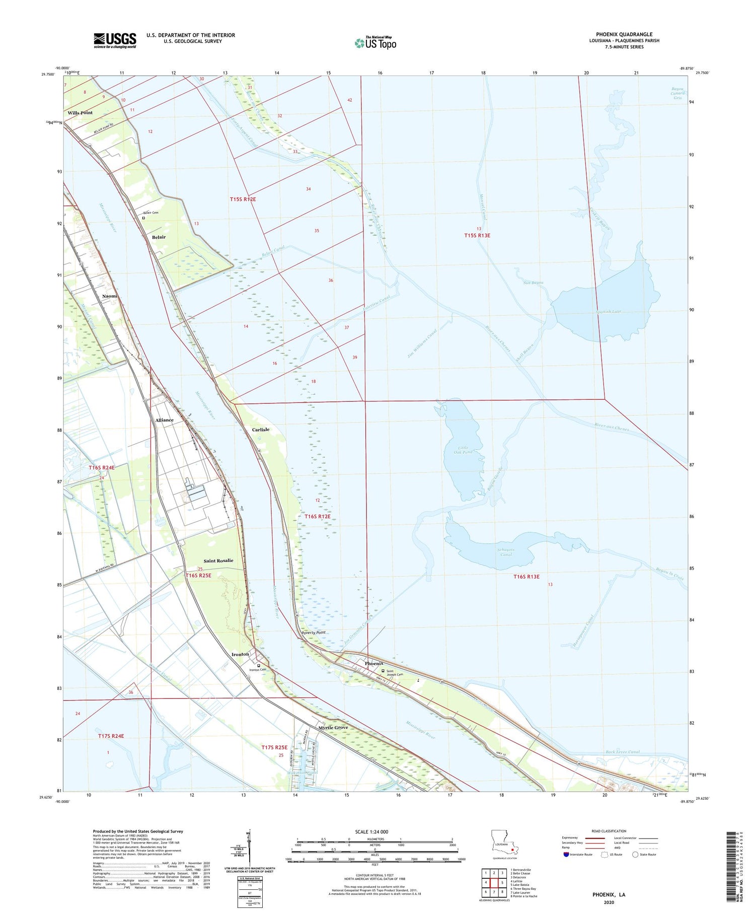 Phoenix Louisiana US Topo Map Image