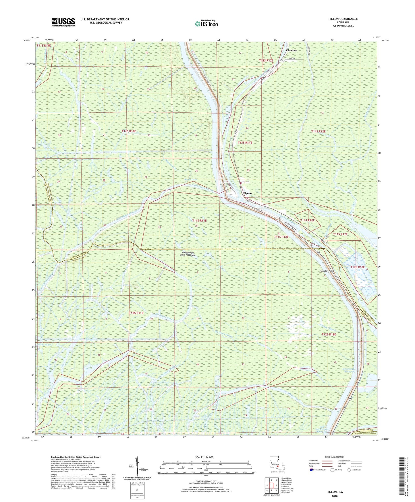 Pigeon Louisiana US Topo Map Image