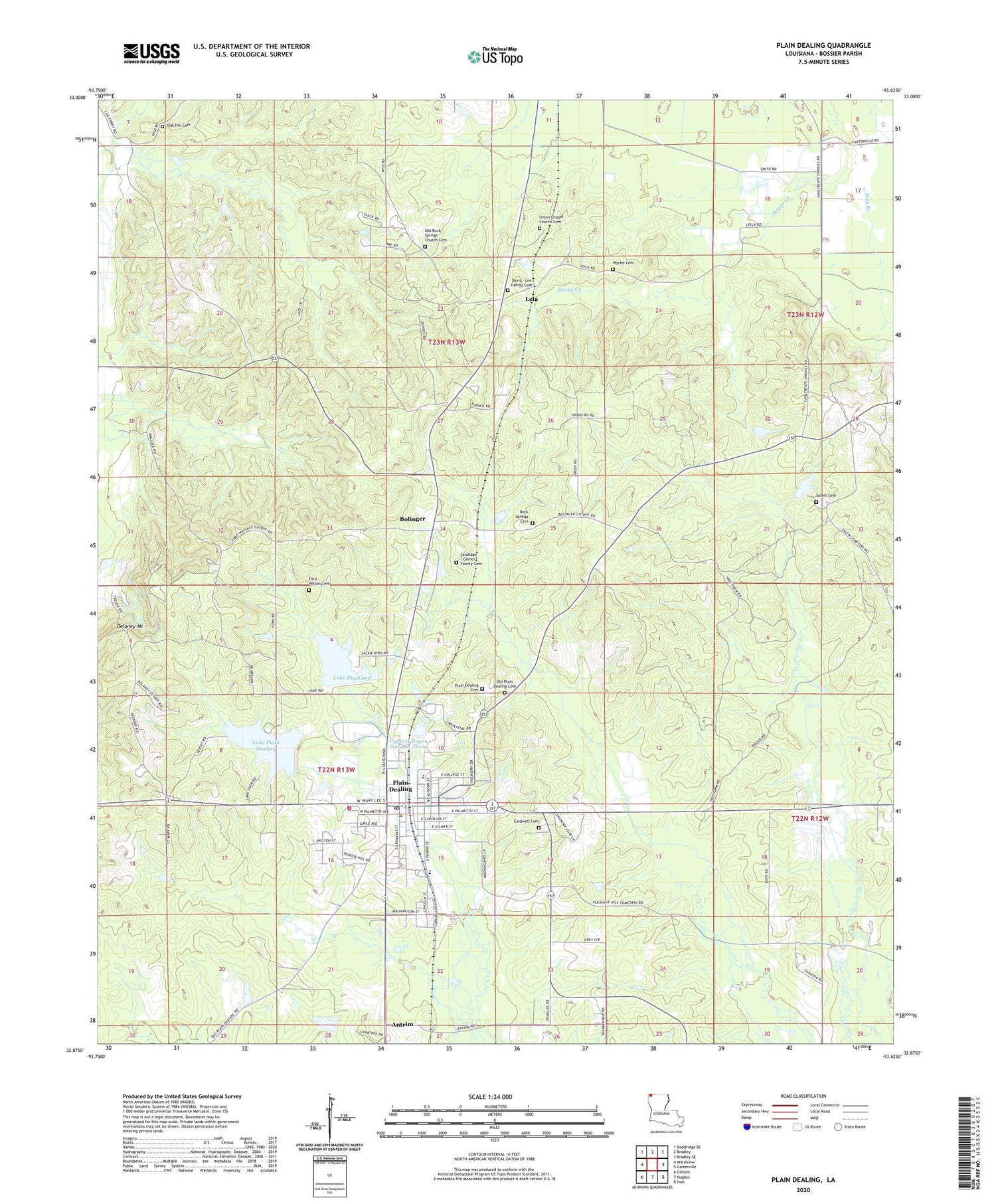 Plain Dealing Louisiana US Topo Map Image