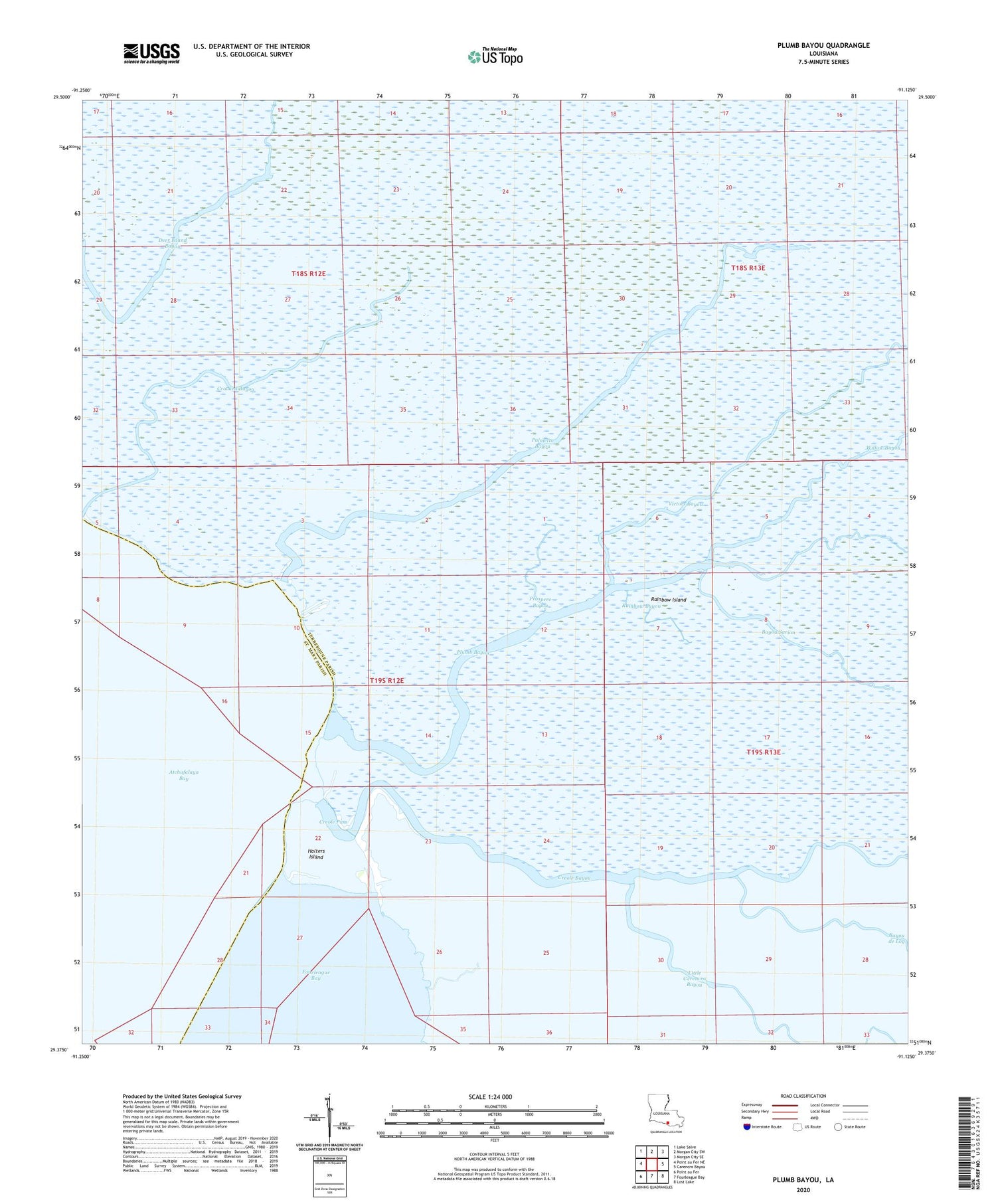 Plumb Bayou Louisiana US Topo Map Image