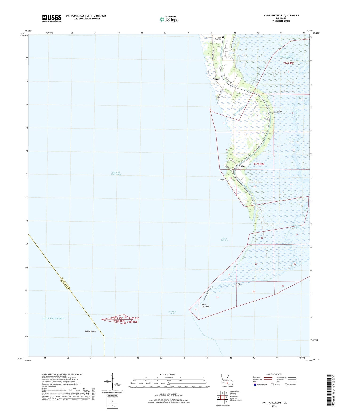 Point Chevreuil Louisiana US Topo Map Image