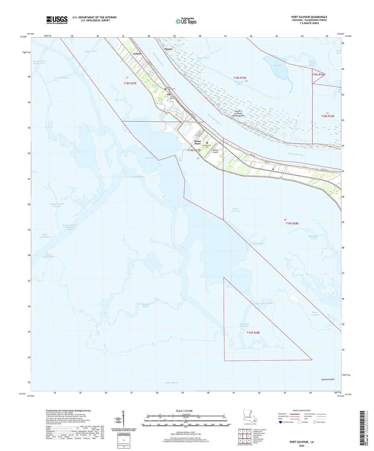 Port Sulphur Louisiana US Topo Map Image