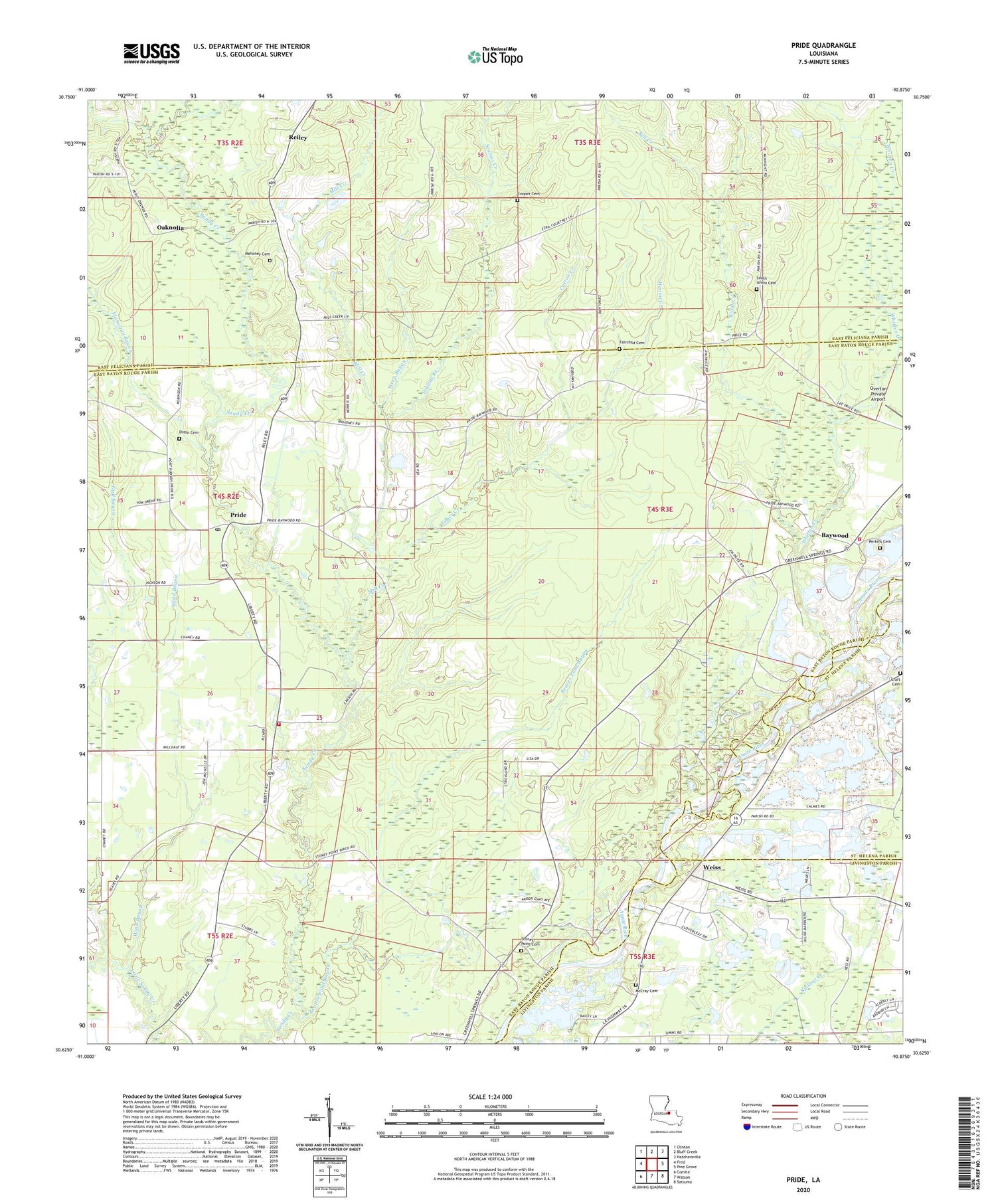 Pride Louisiana US Topo Map Image