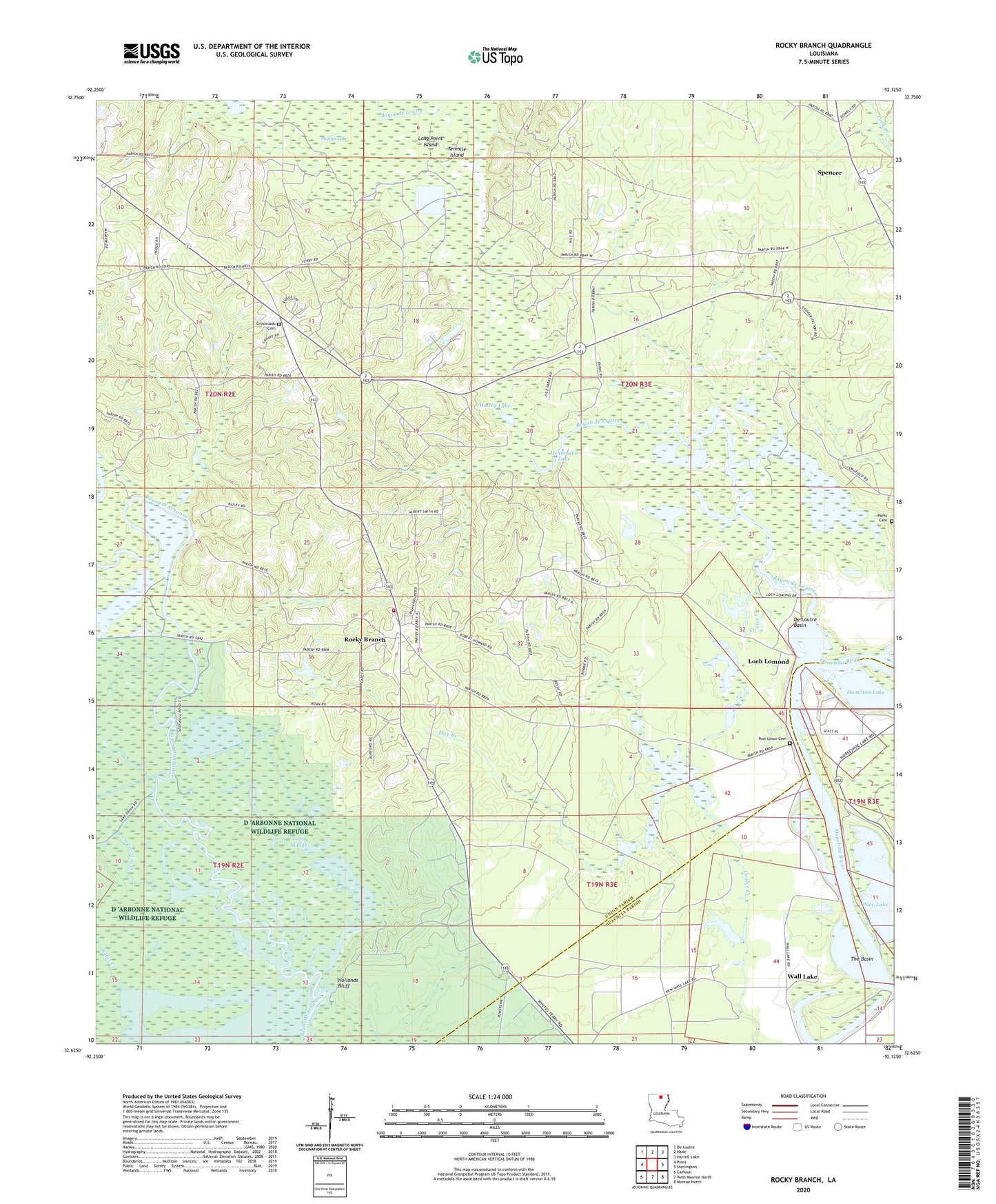 Rocky Branch Louisiana US Topo Map Image