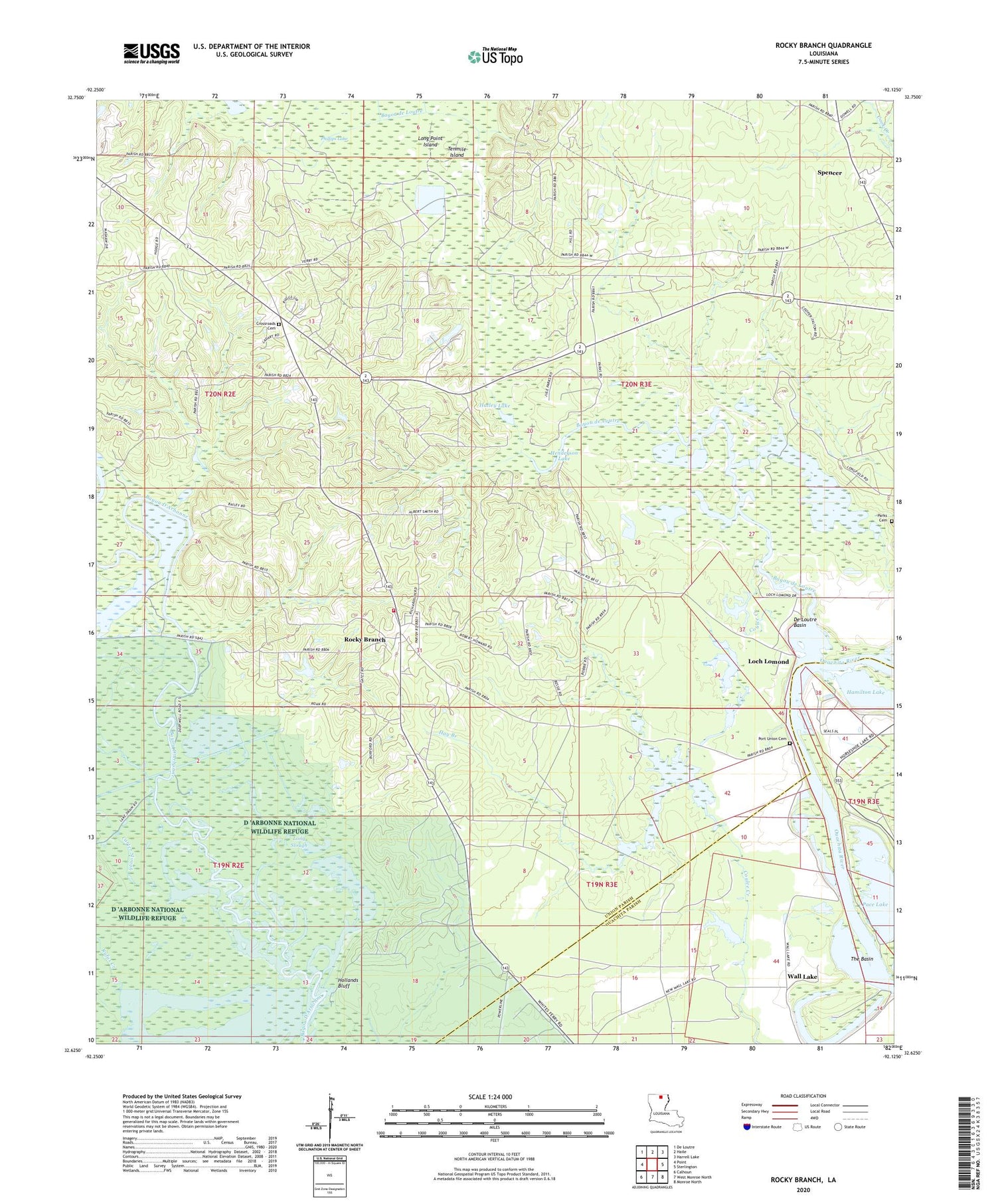 Rocky Branch Louisiana US Topo Map Image