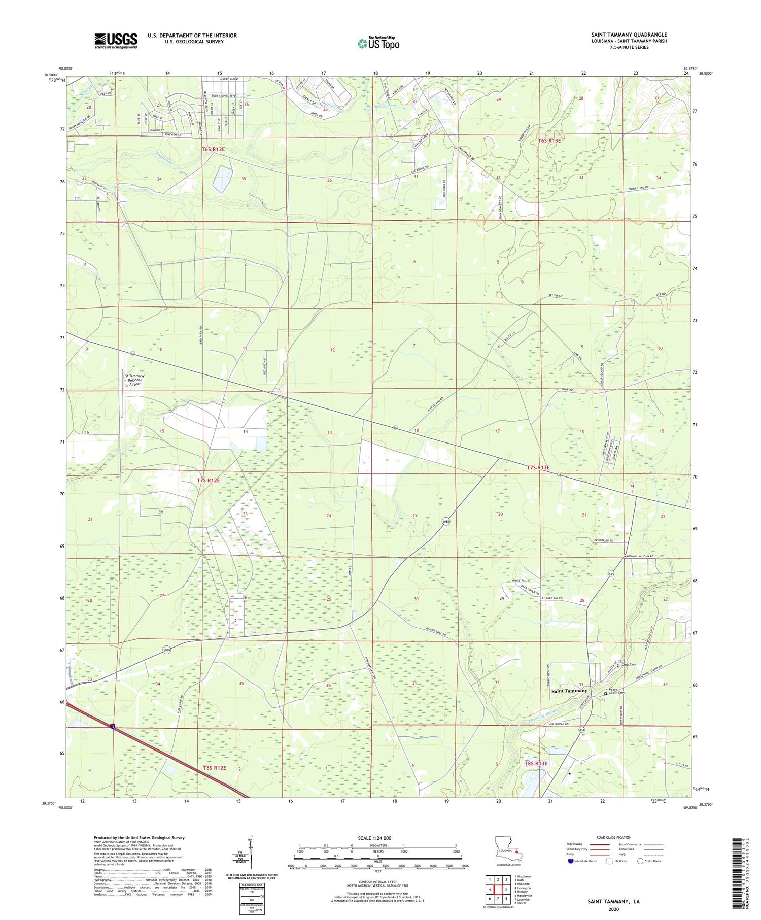 Saint Tammany Louisiana US Topo Map Image