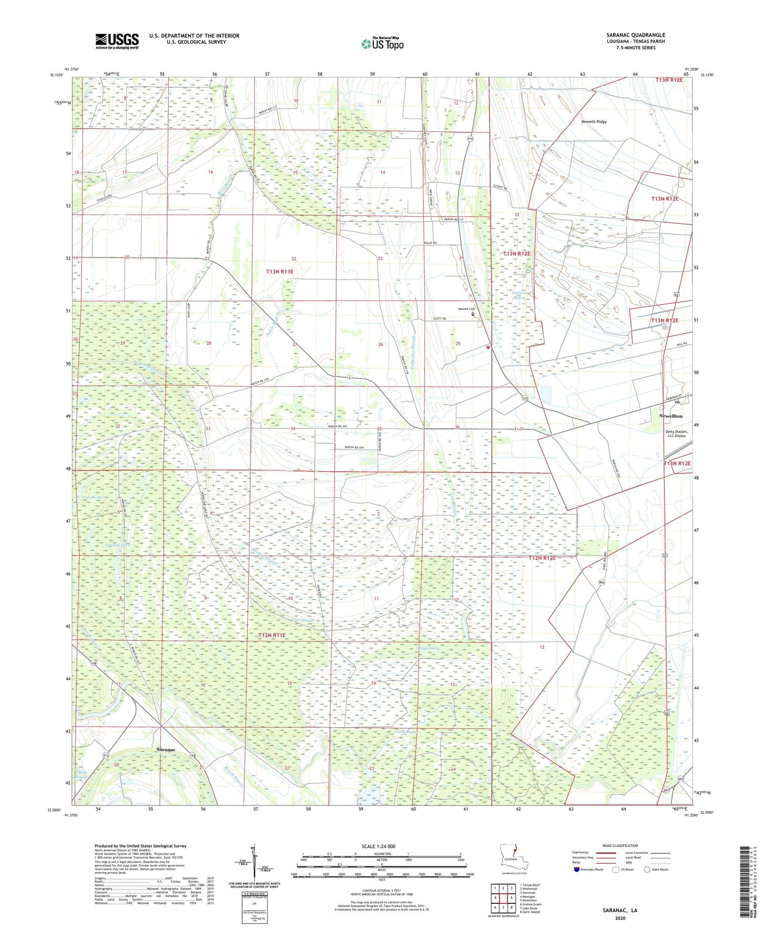 Saranac Louisiana US Topo Map Image