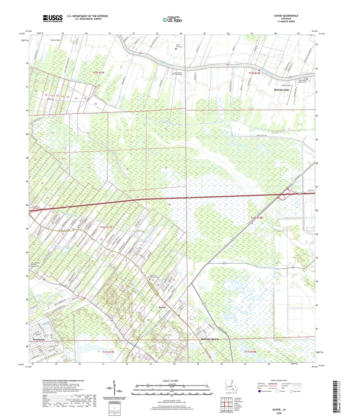Savoie Louisiana US Topo Map Image