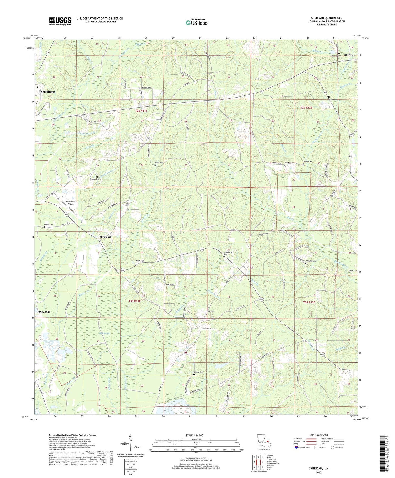 Sheridan Louisiana US Topo Map Image