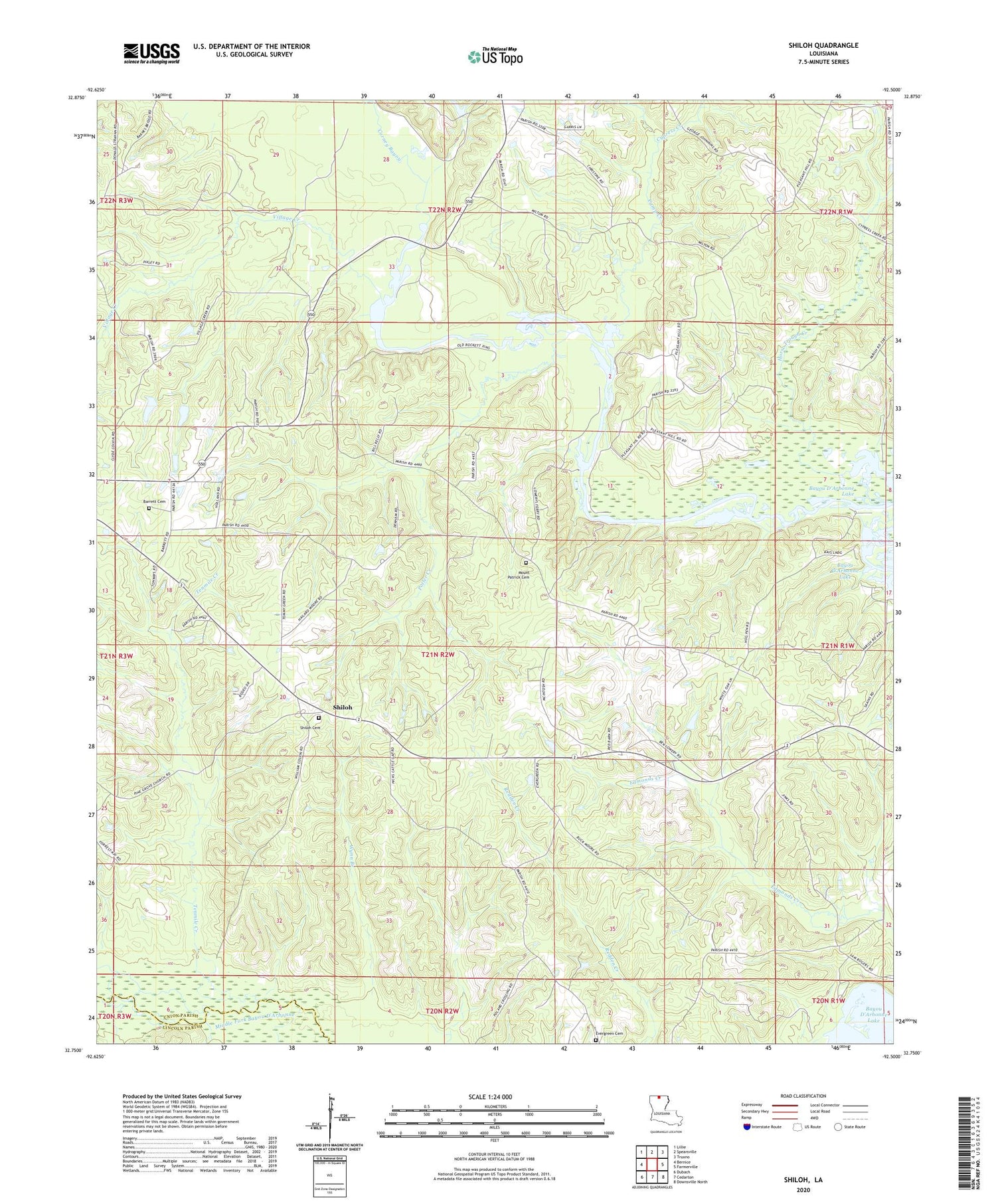 Shiloh Louisiana US Topo Map Image