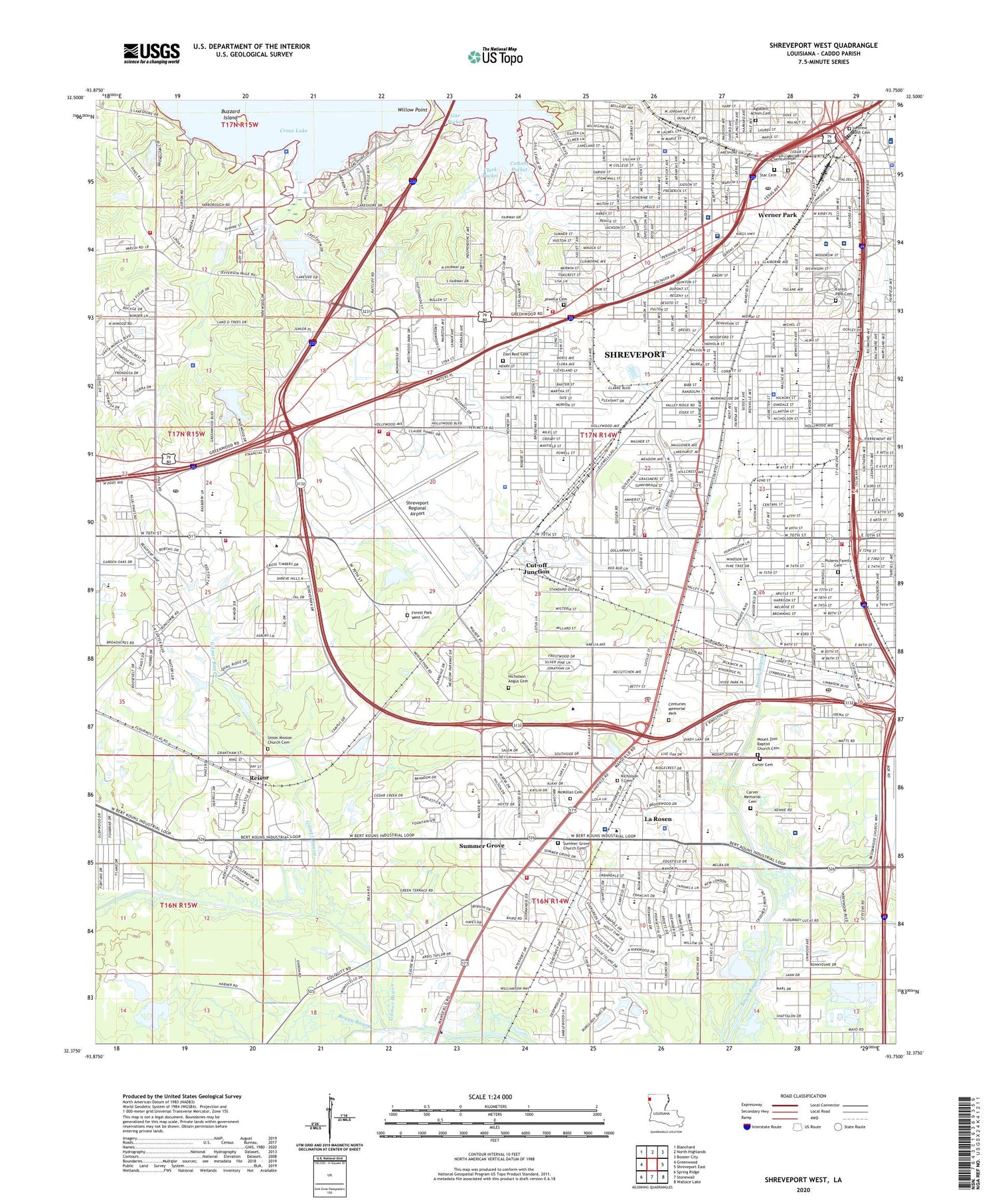 Shreveport West Louisiana US Topo Map Image