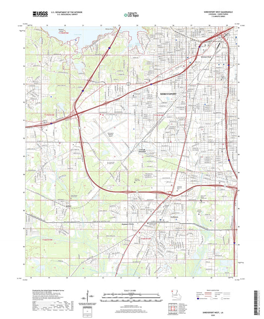 Shreveport West Louisiana US Topo Map Image
