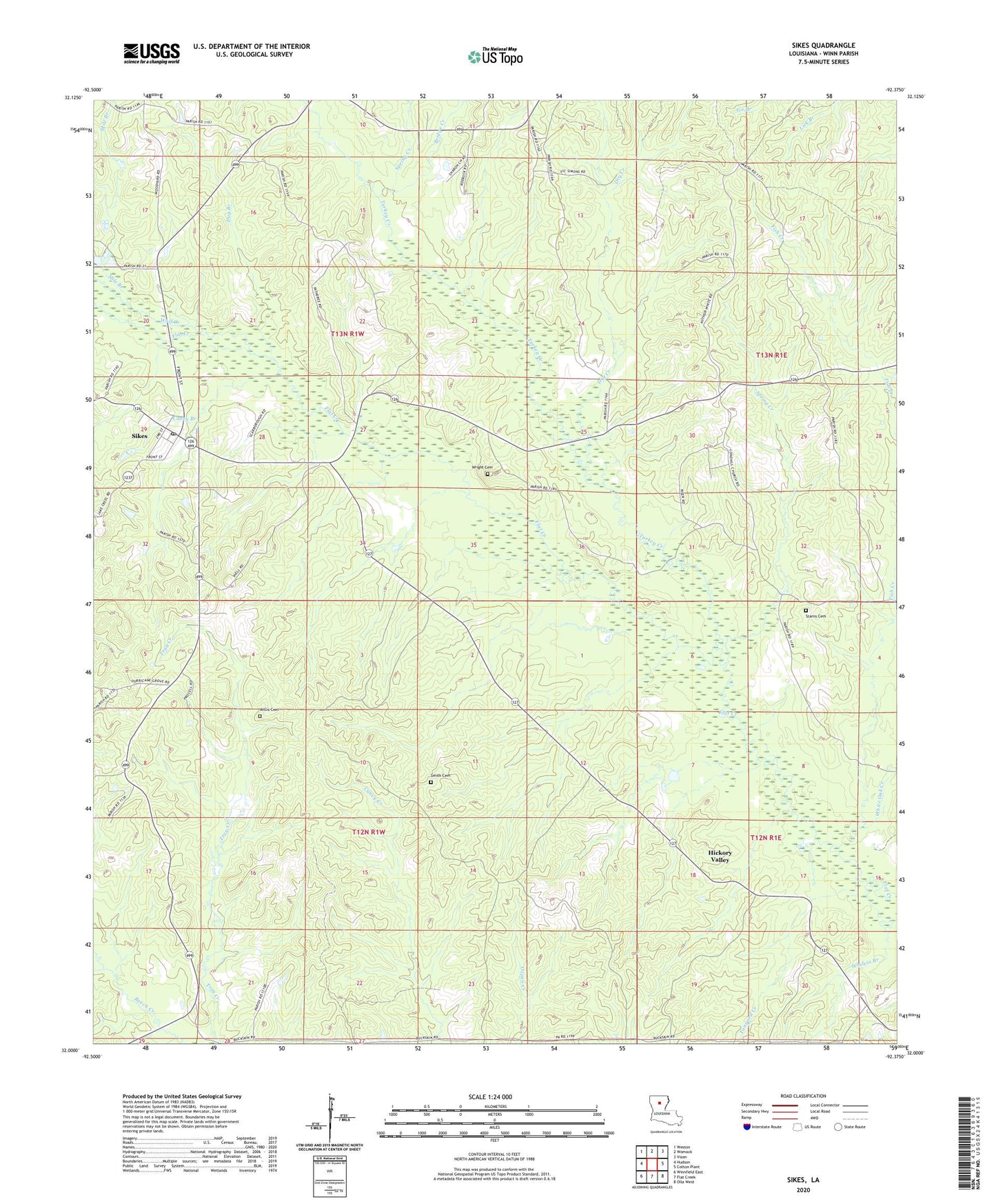 Sikes Louisiana US Topo Map Image