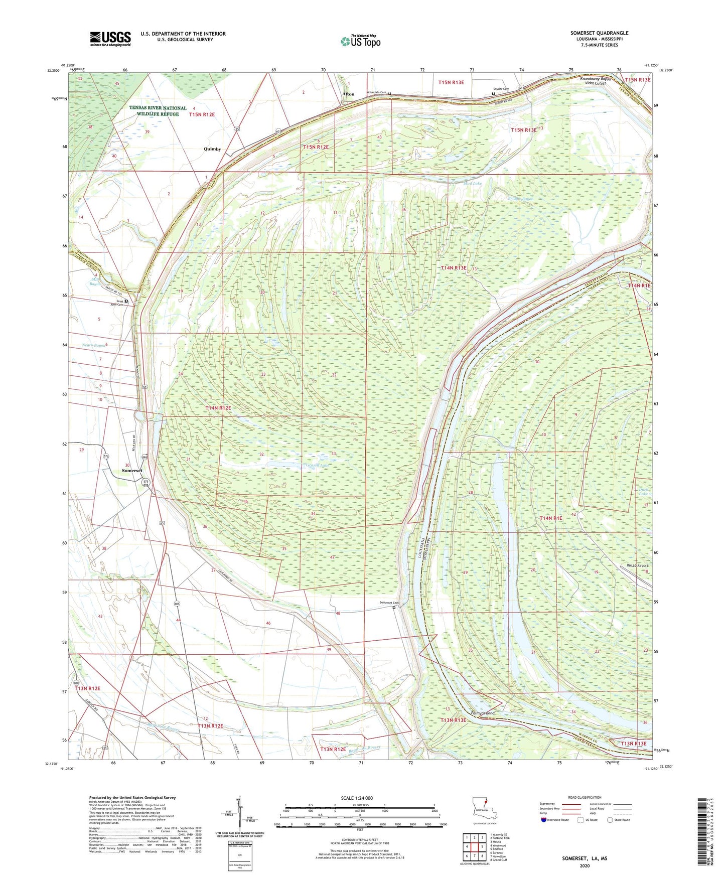 Somerset Louisiana US Topo Map Image