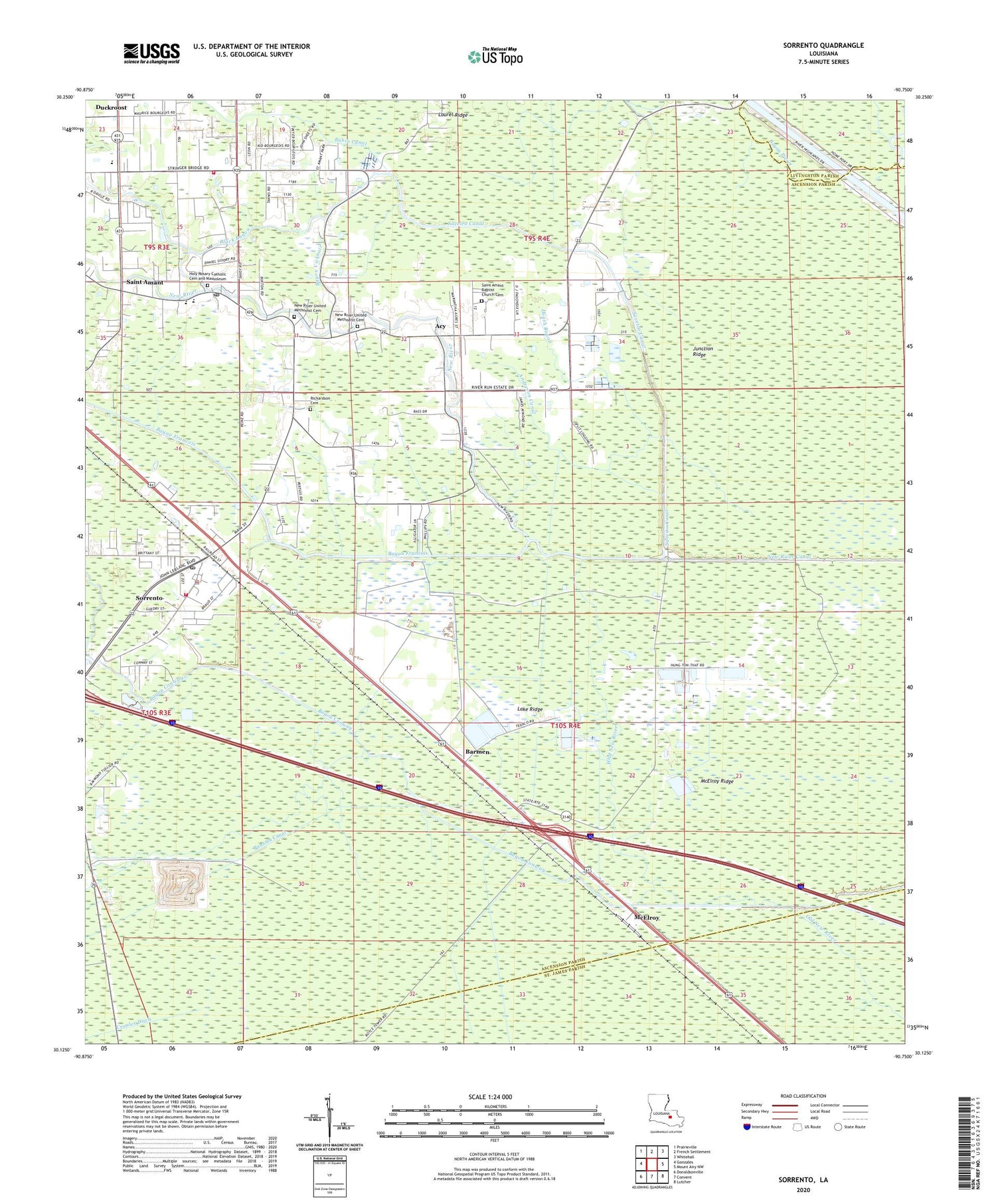 Sorrento Louisiana US Topo Map Image