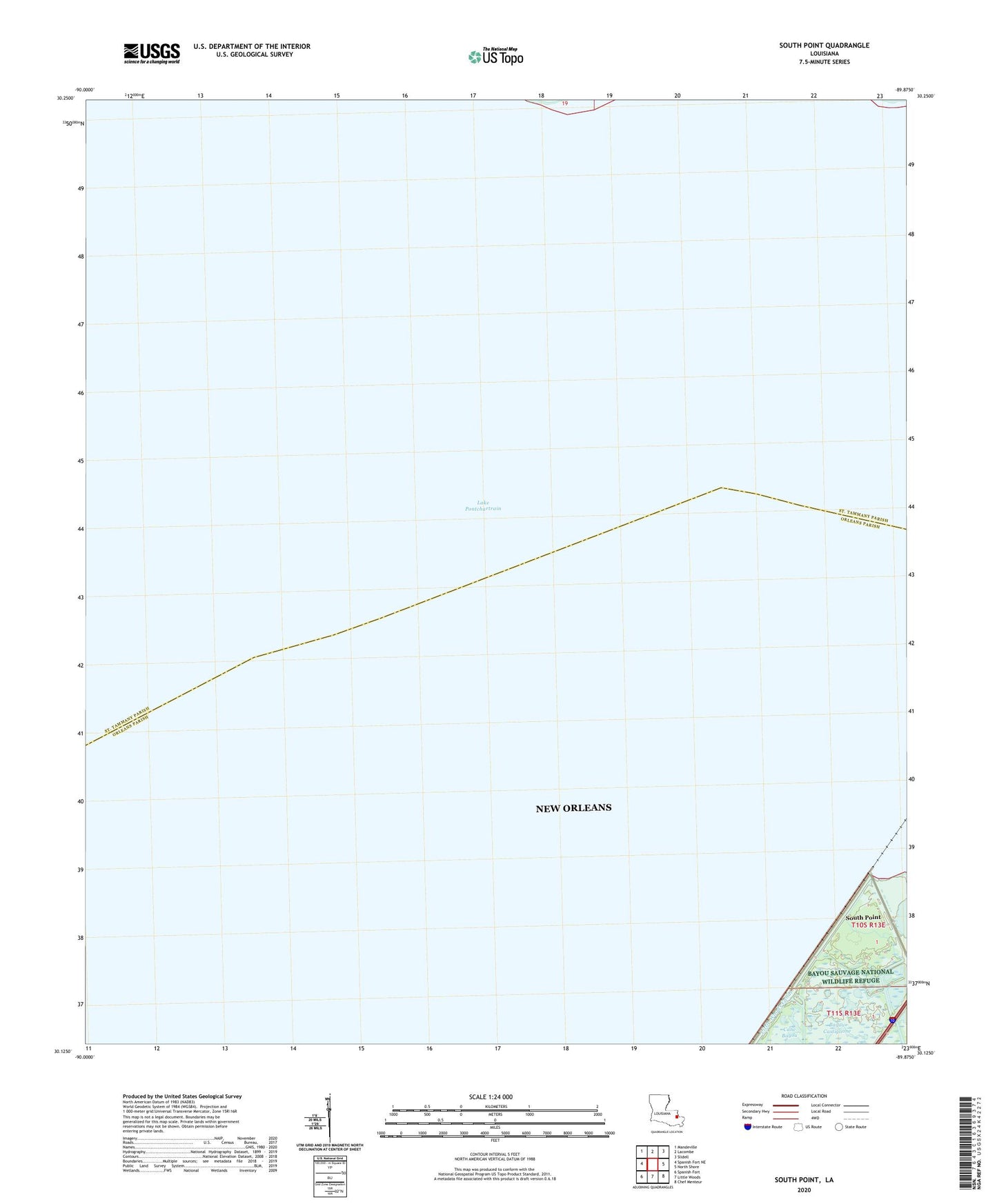 South Point Louisiana US Topo Map Image