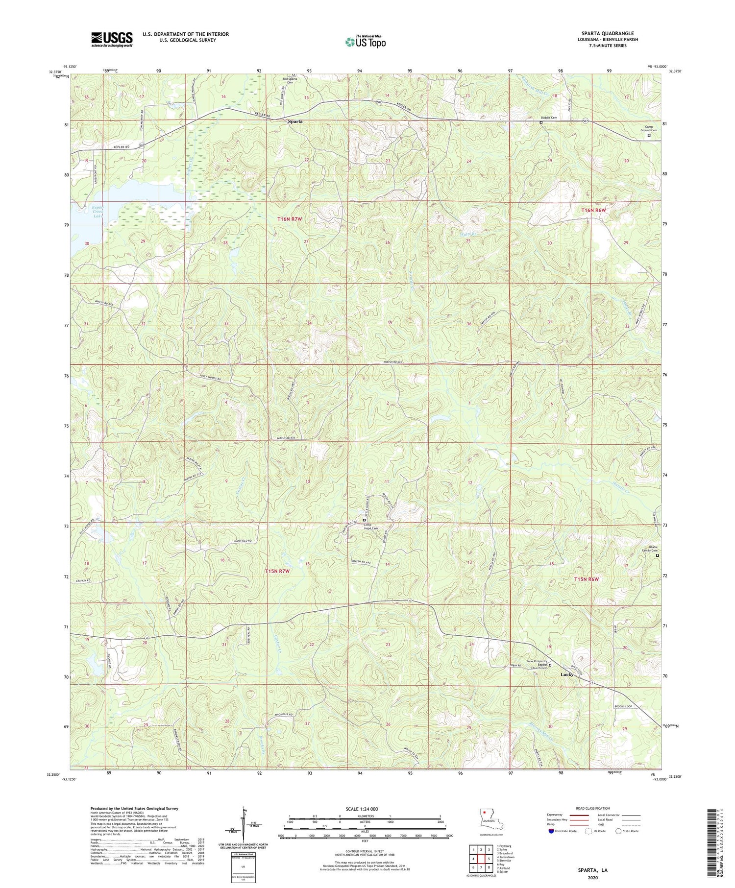 Sparta Louisiana US Topo Map Image