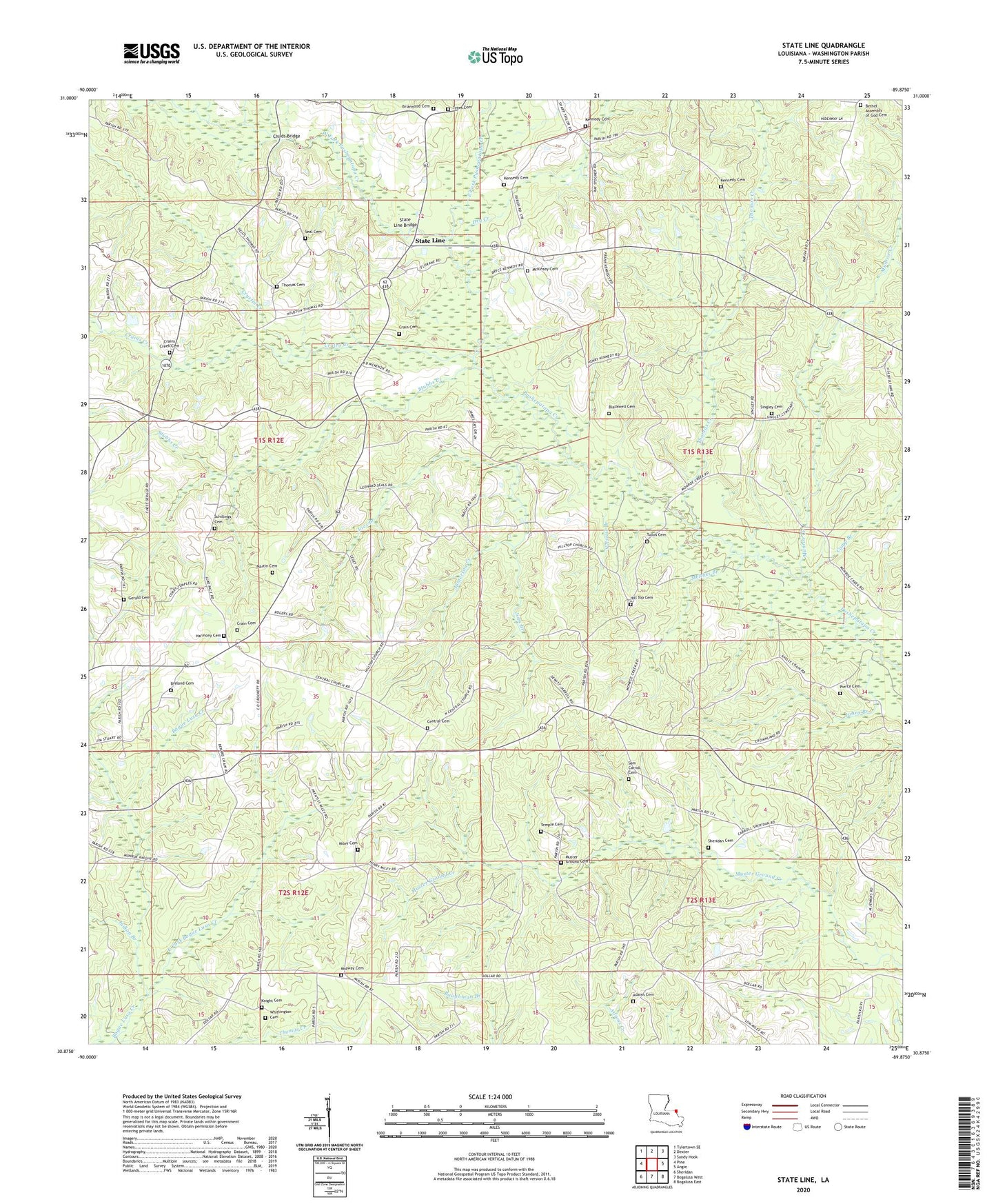 State Line Louisiana US Topo Map Image